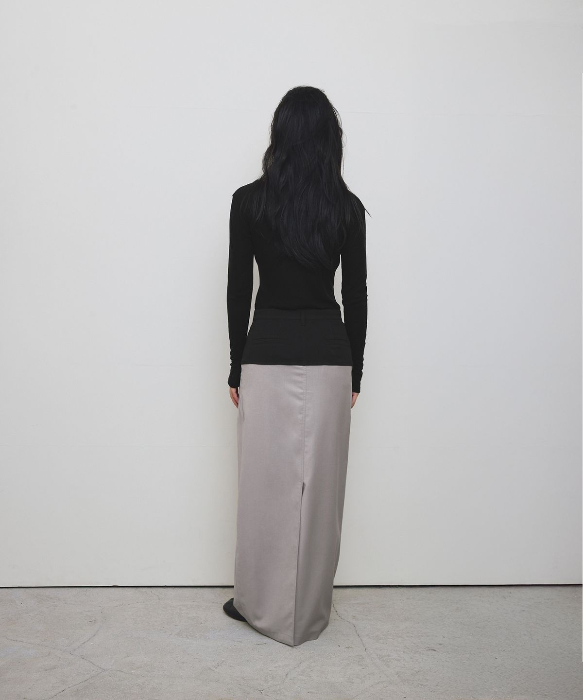 로우타이드(LOW TIDE) DRAPE MAXI SKIRT [BLACK]