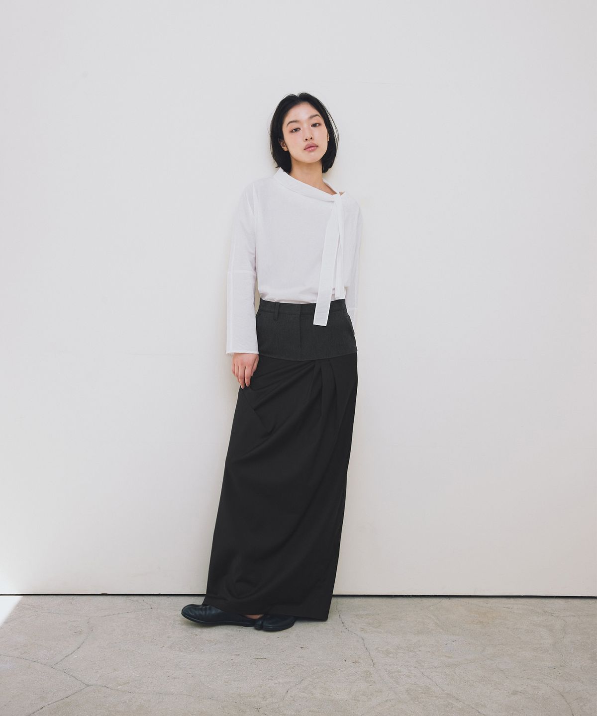 로우타이드(LOW TIDE) DRAPE MAXI SKIRT [GREY]