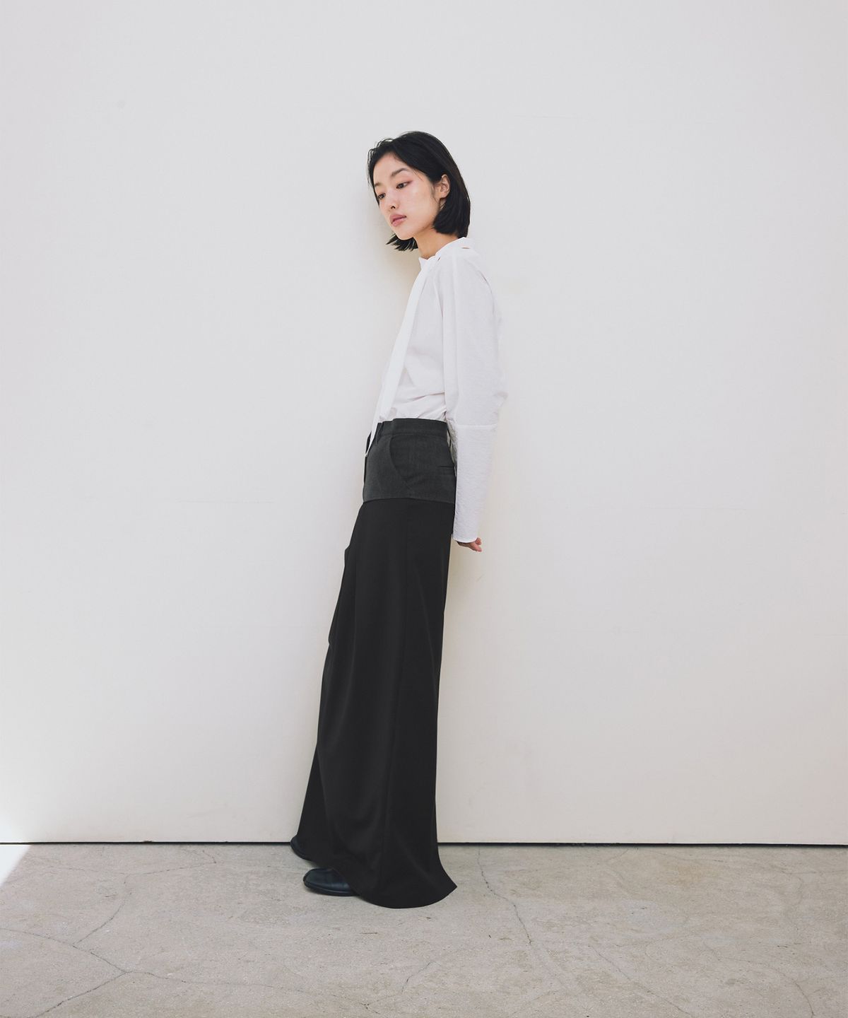 로우타이드(LOW TIDE) DRAPE MAXI SKIRT [GREY]
