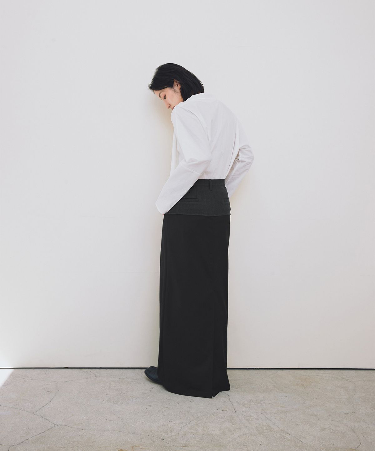 로우타이드(LOW TIDE) DRAPE MAXI SKIRT [GREY]