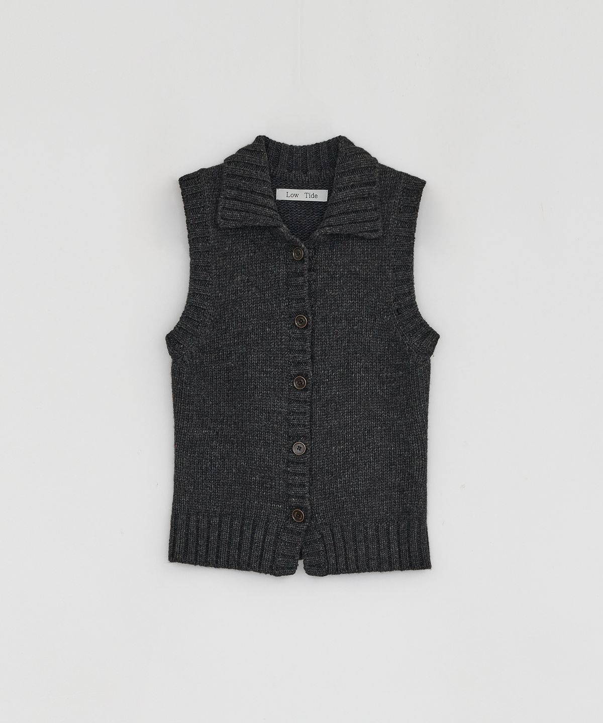 로우타이드(LOW TIDE) LAMBSWOOL KNIT VEST [CHARCOAL]