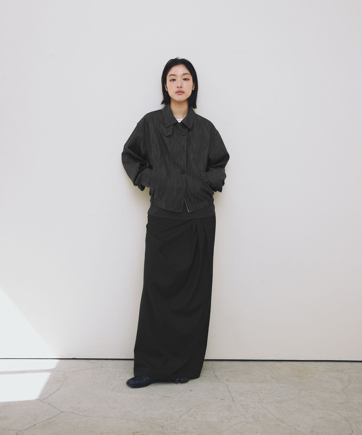 로우타이드(LOW TIDE) WASHED LEATHER BLOUSON [CHARCOAL]