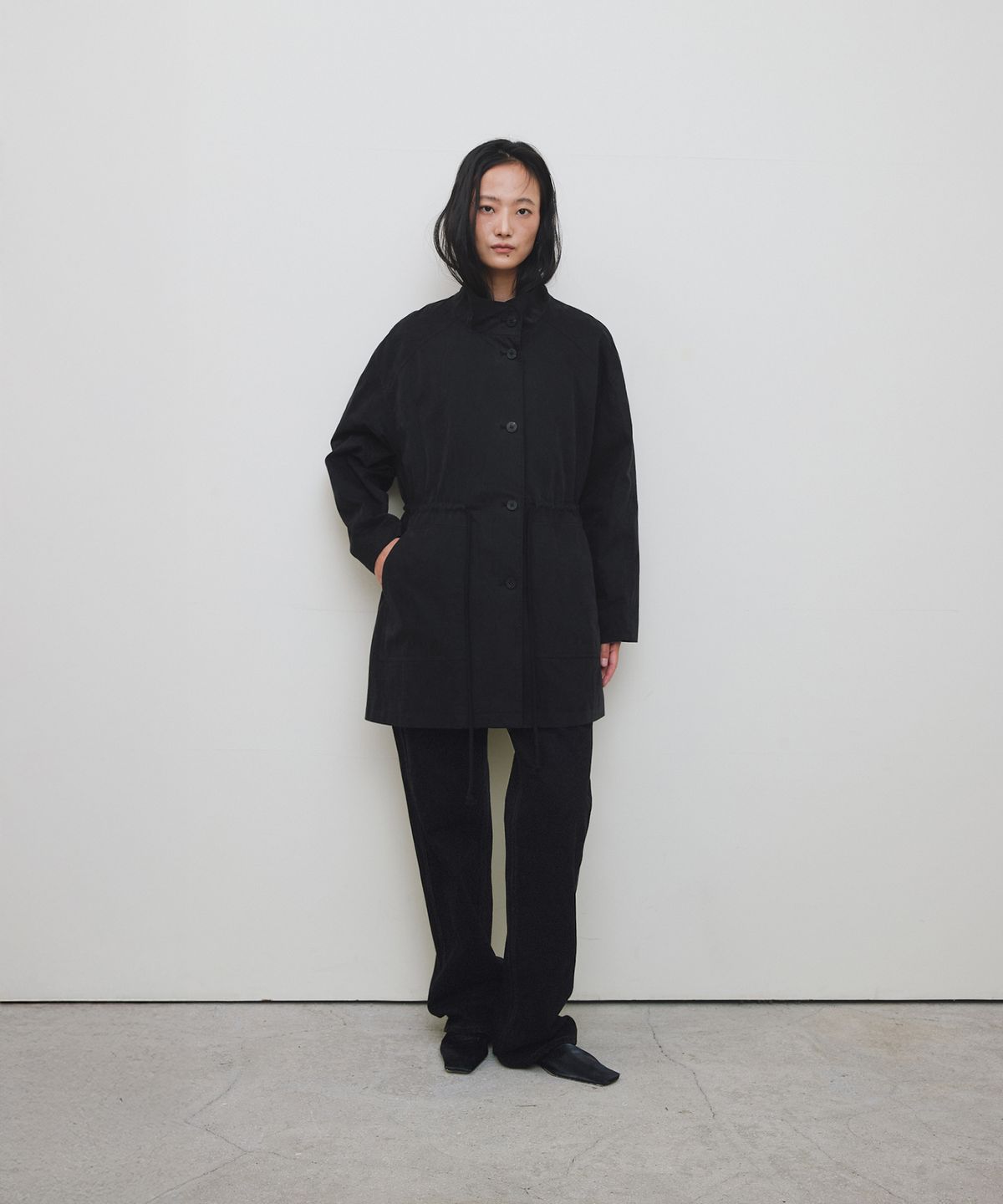 로우타이드(LOW TIDE) COTTON HALF COAT [BLACK]