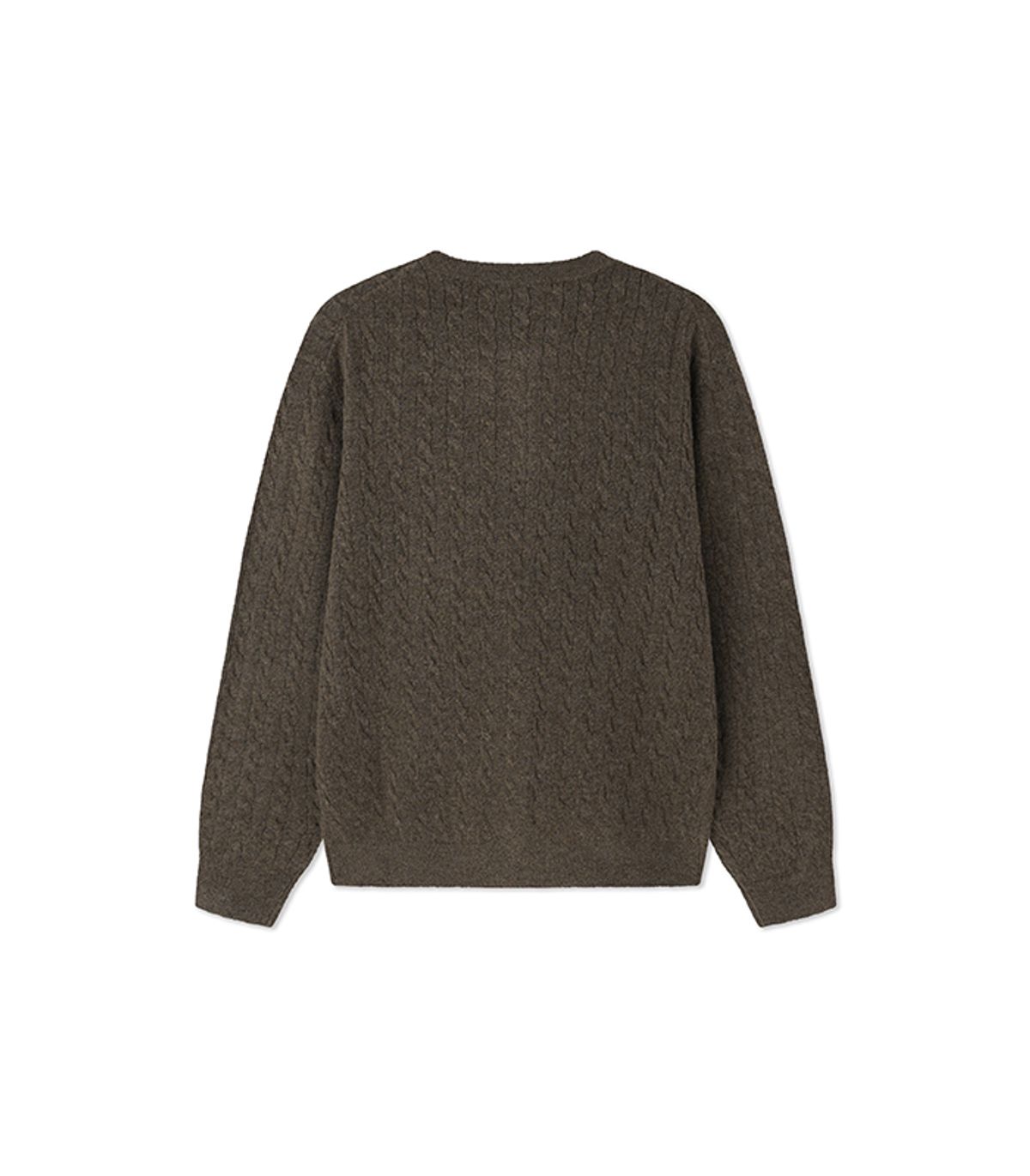 블랙브라운(BLACKBROWN) 라운드넥 케이블 니트 가디건 [BROWN]