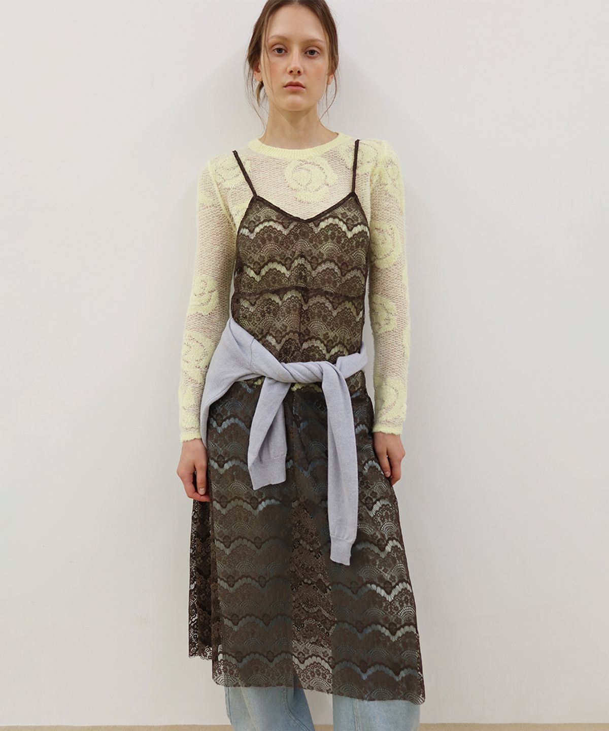 시눈(SINOON) Lace Layered Dress (2 Color)