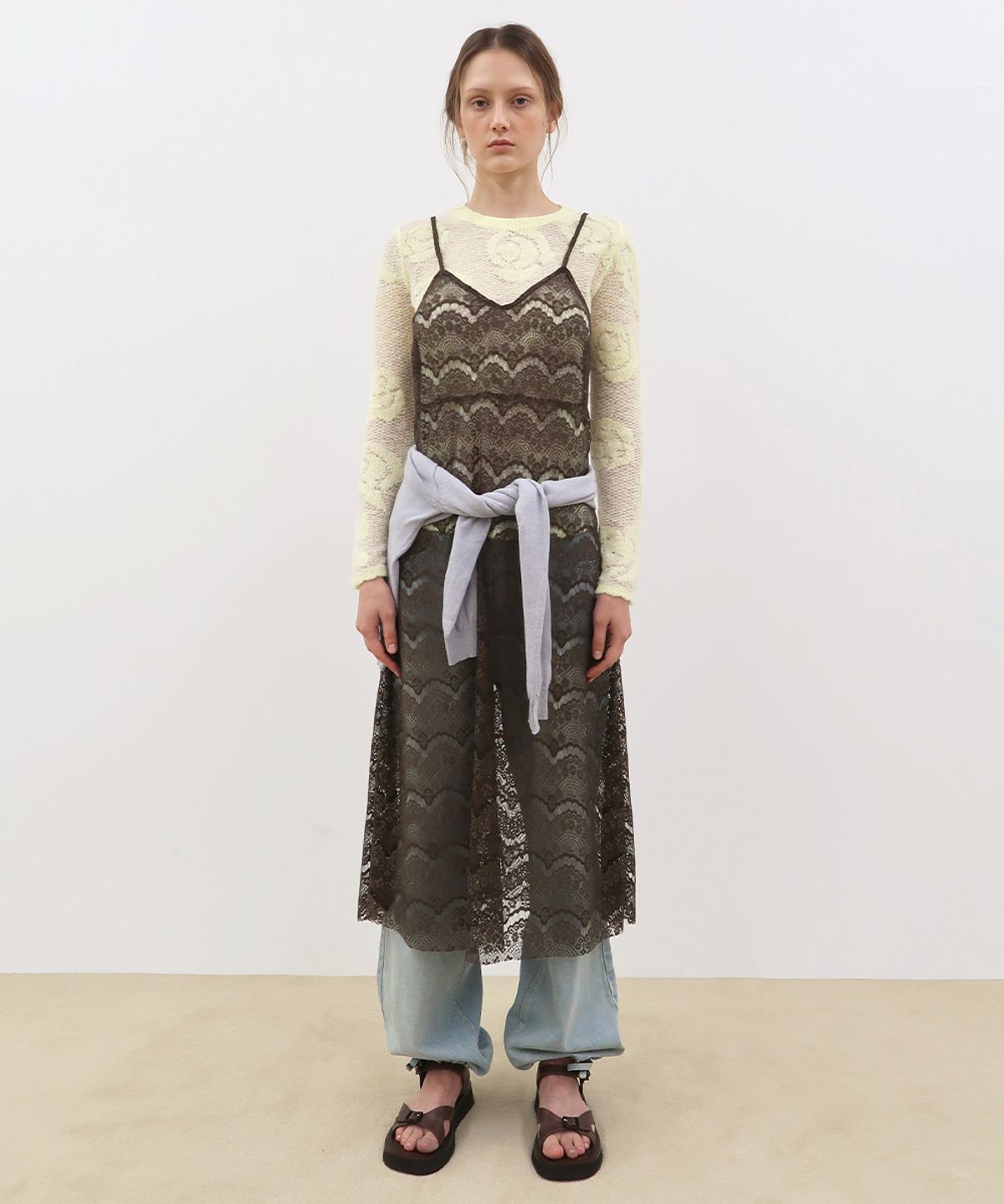 시눈(SINOON) Lace Layered Dress (2 Color)