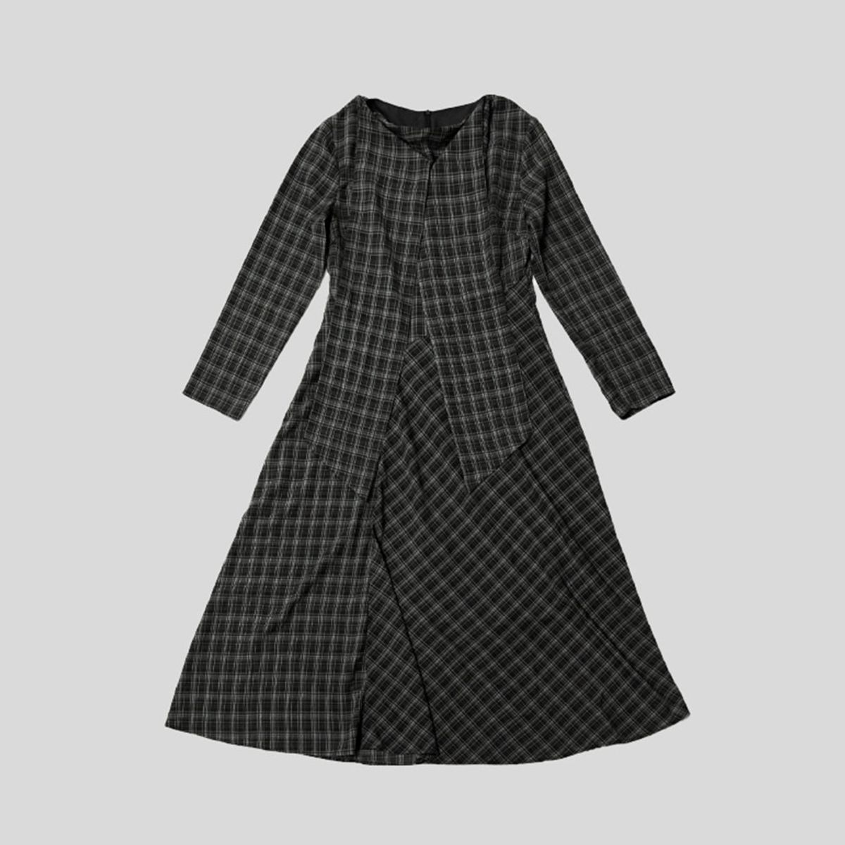 랭썬(LANGSON) LS_Plaid long-sleeved dress_2color