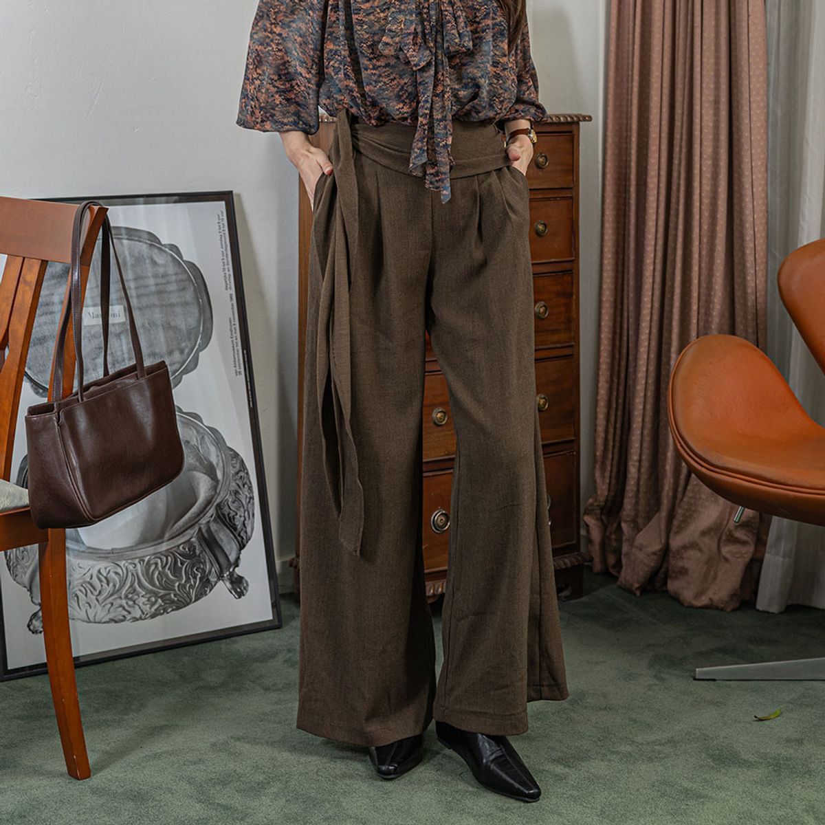 랭썬(LANGSON) LS_Wave-belt casual pants_2color