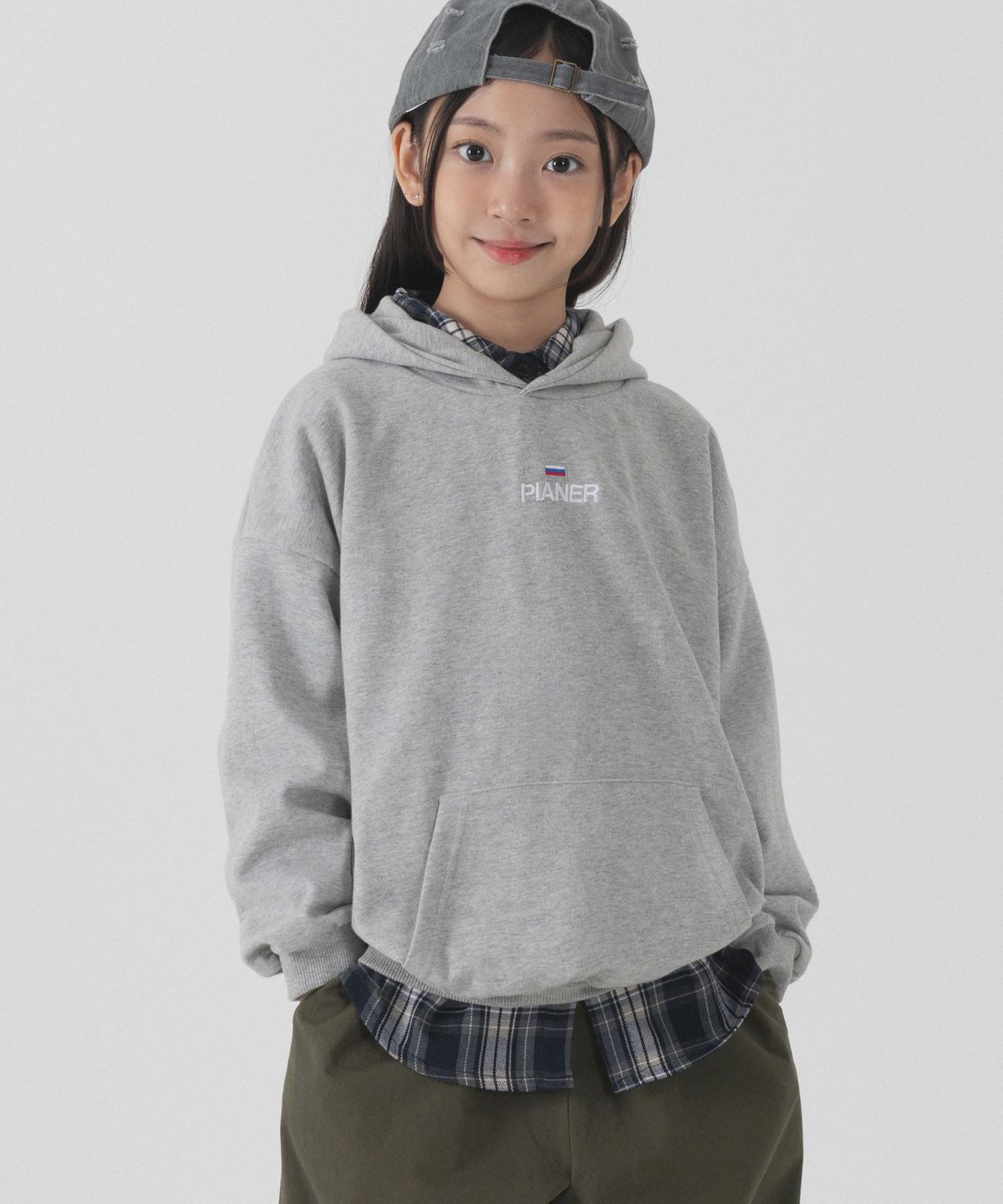 피아네르 키즈(PIANER KIDS) [2 PACK] 플래그 자수 오버핏 후드티 (3color)
