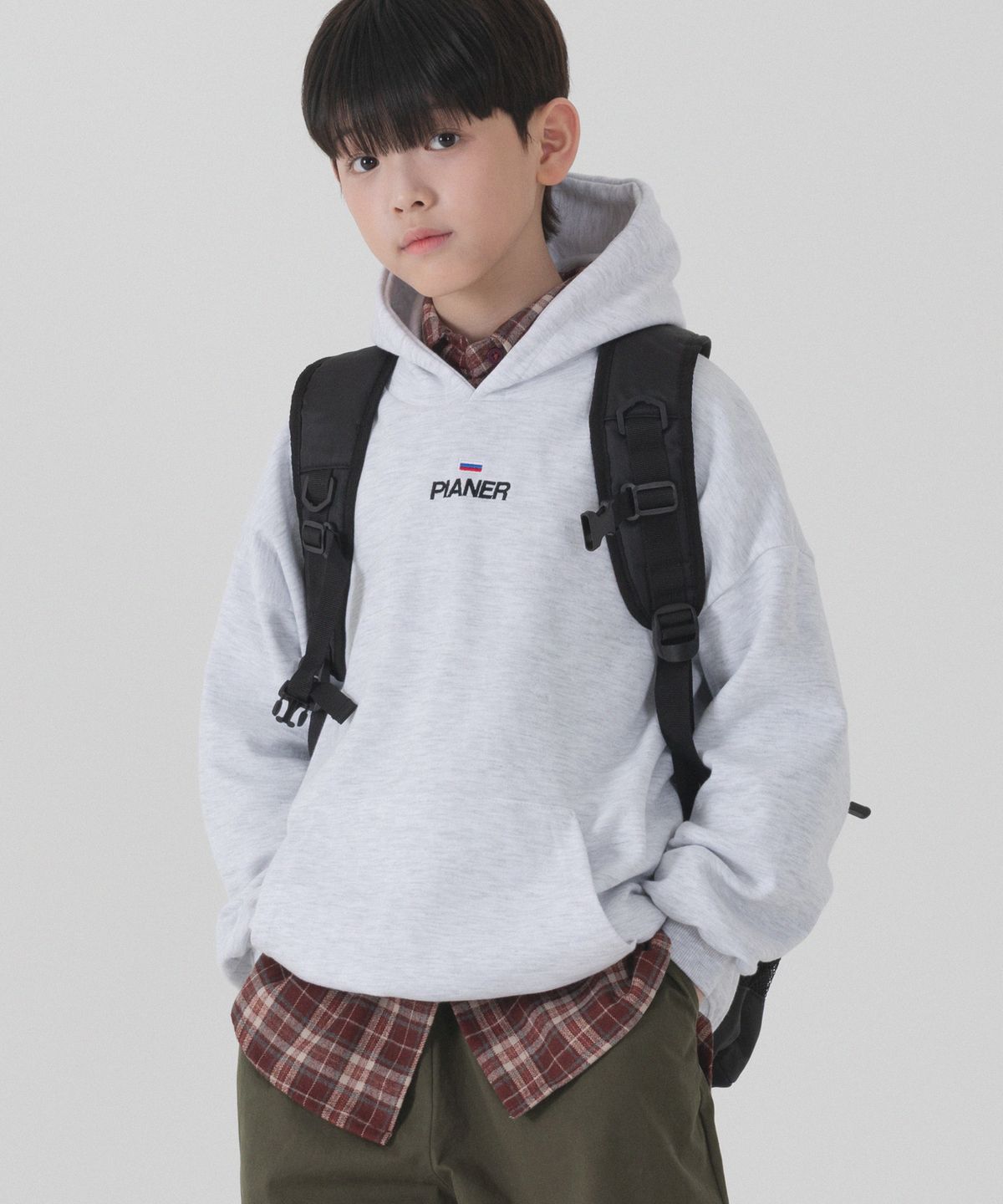 피아네르 키즈(PIANER KIDS) [2 PACK] 플래그 자수 오버핏 후드티 (3color)