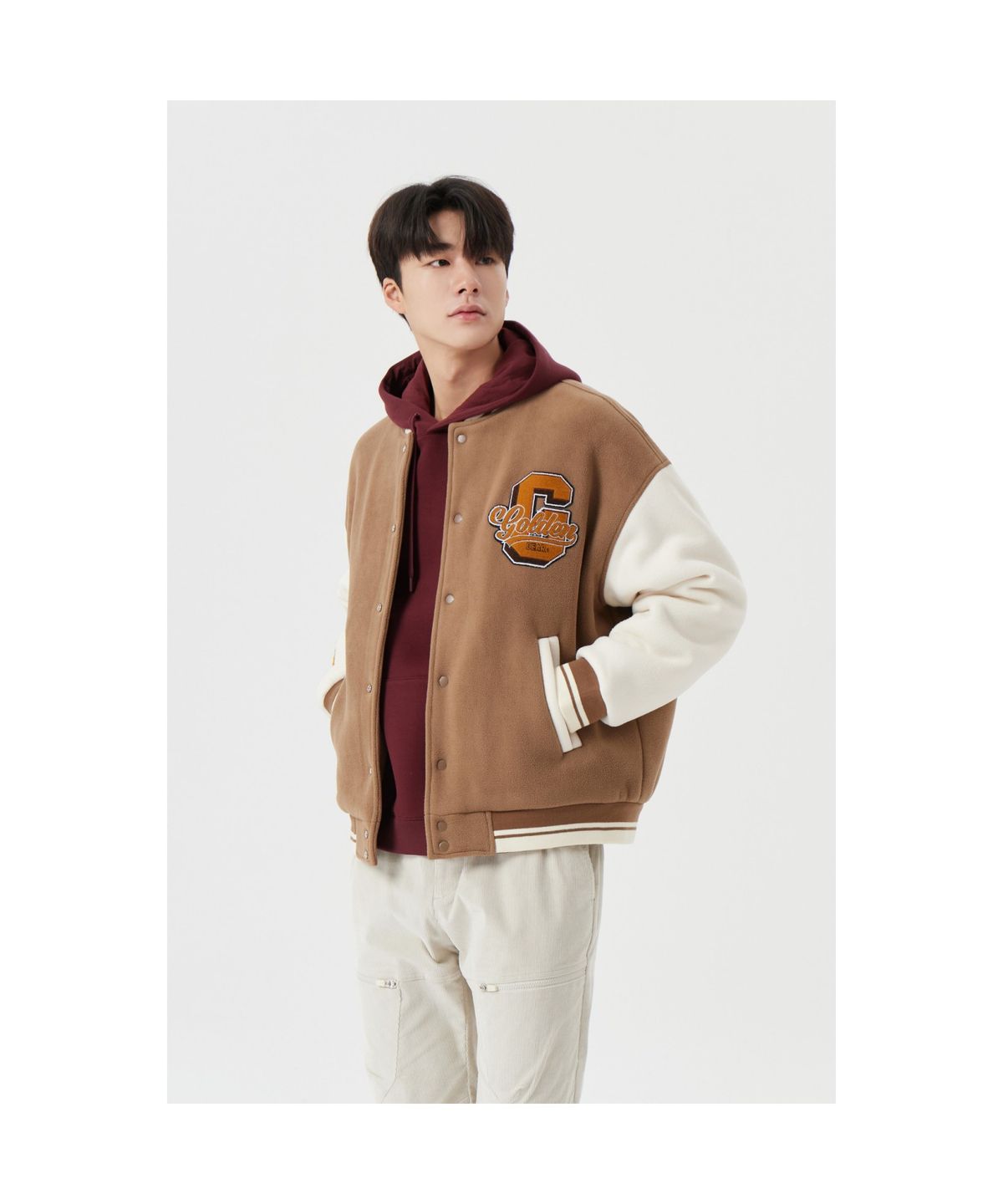 골든베어(GOLDEN BEAR) Fleece Varsity Jacket G4UAW25801BEX