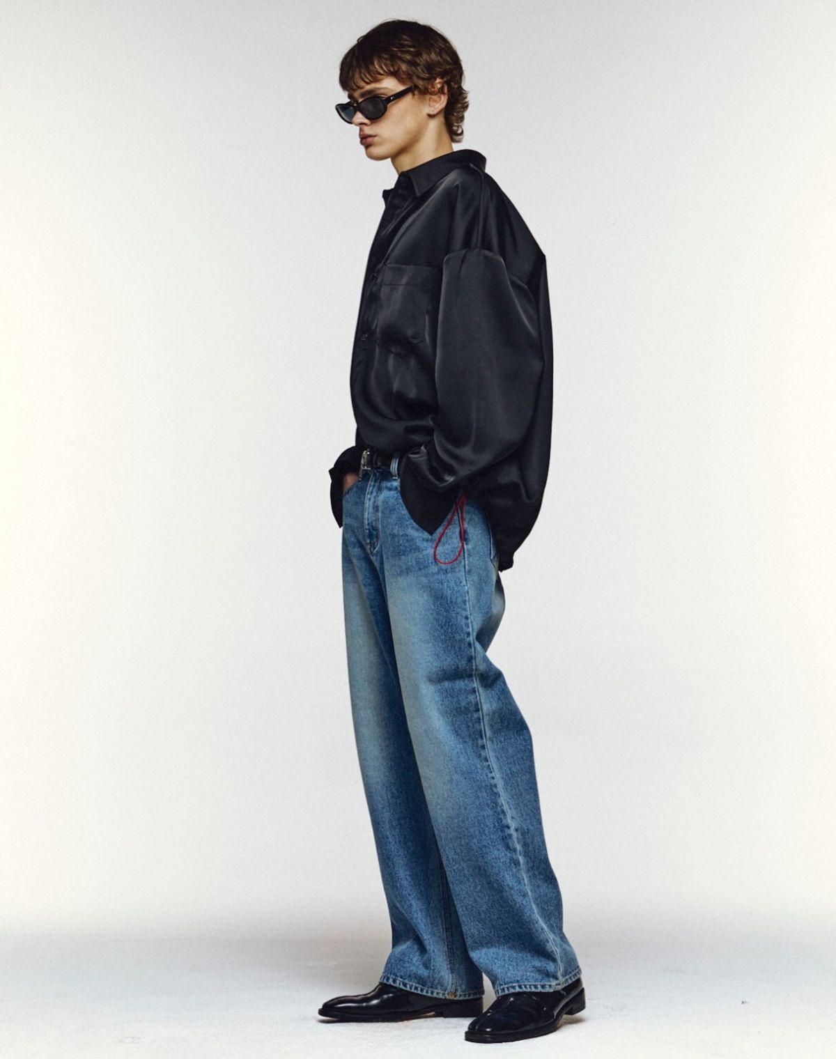 오디너리피플(ORDINARY PEOPLE) Re : Satin Motion Shirt [BLACK]