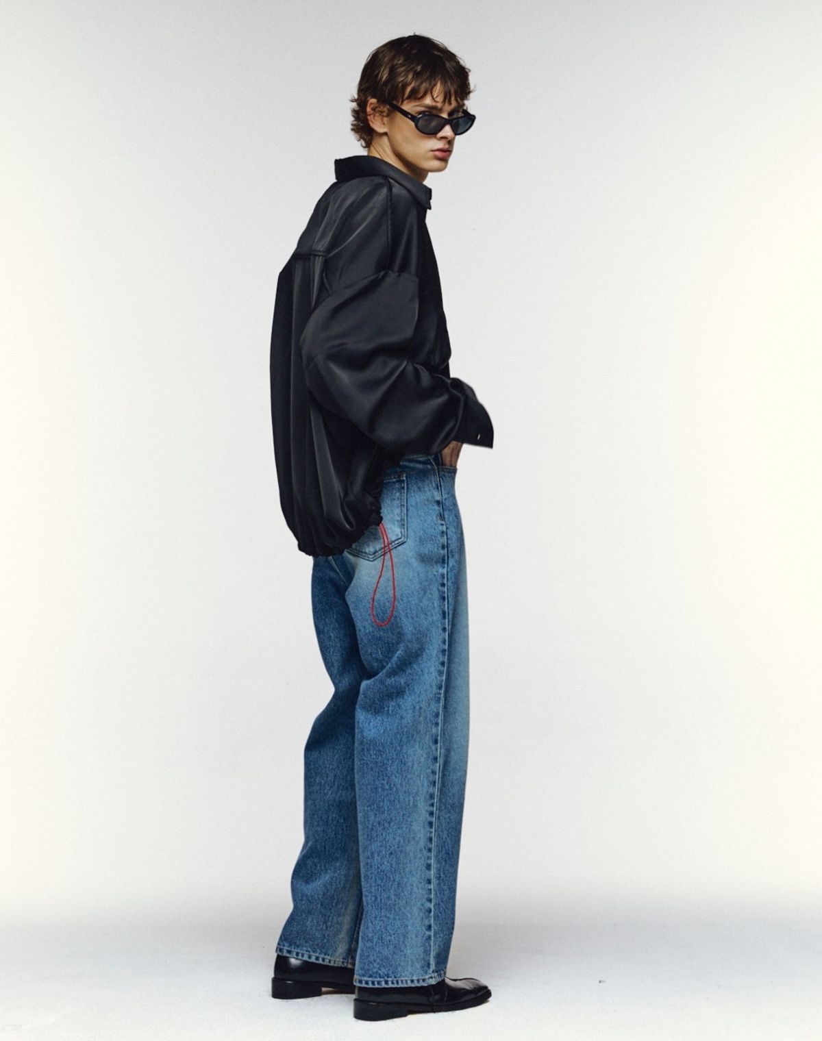 오디너리피플(ORDINARY PEOPLE) Re : Satin Motion Shirt [BLACK]