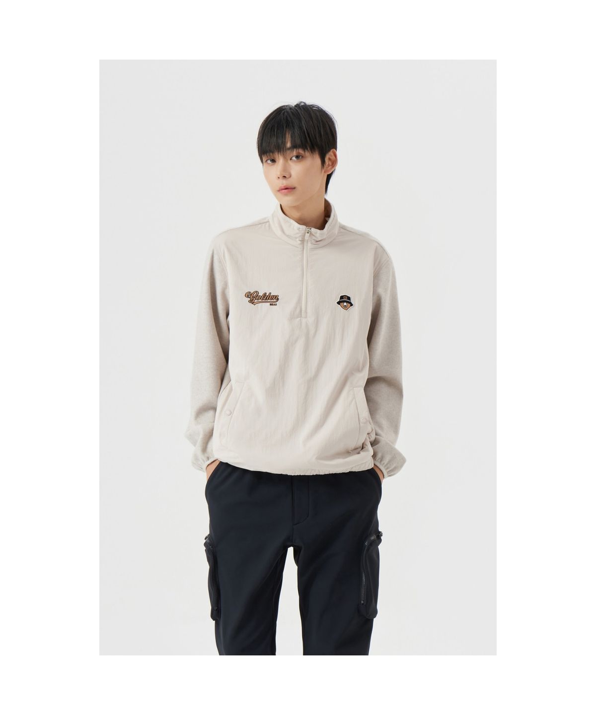 골든베어(GOLDEN BEAR) Fleece Hybrid Half Zip Jumper G4UAW25811BEX