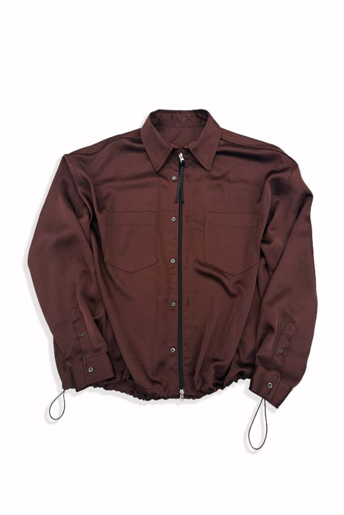 오디너리피플(ORDINARY PEOPLE) Re : Satin Motion Shirt [BROWN]