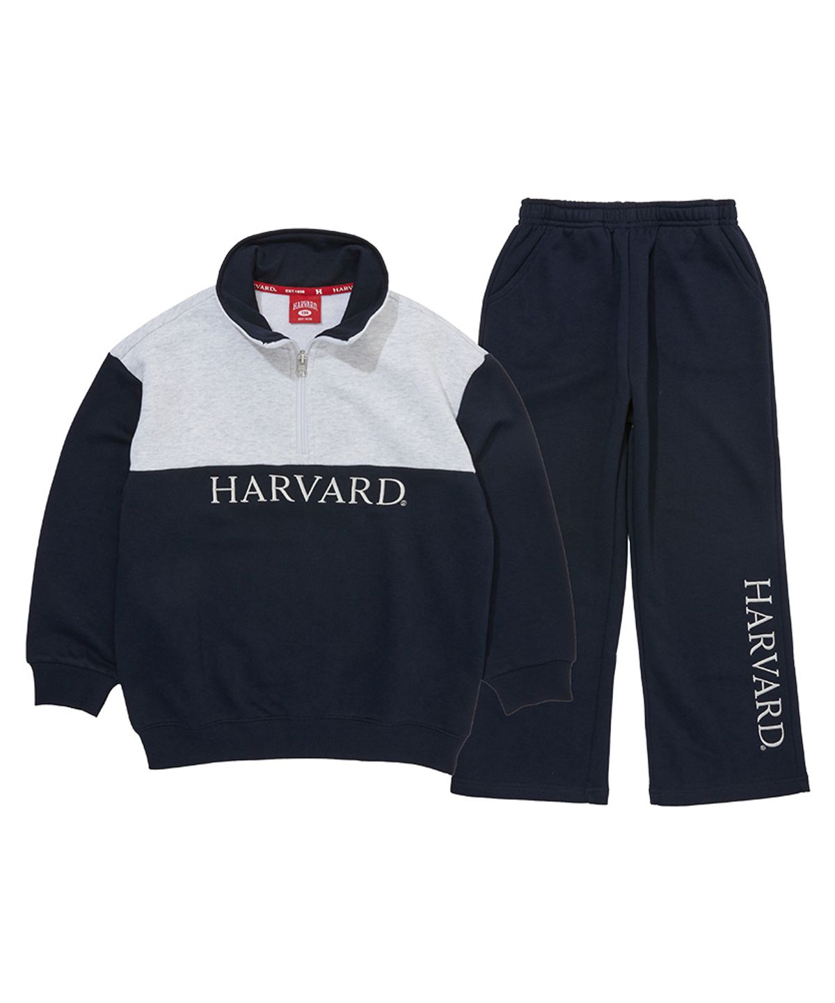 하버드 키즈(HARVARD KIDS) 시그니처 로고 반집업 셋업 B5F022