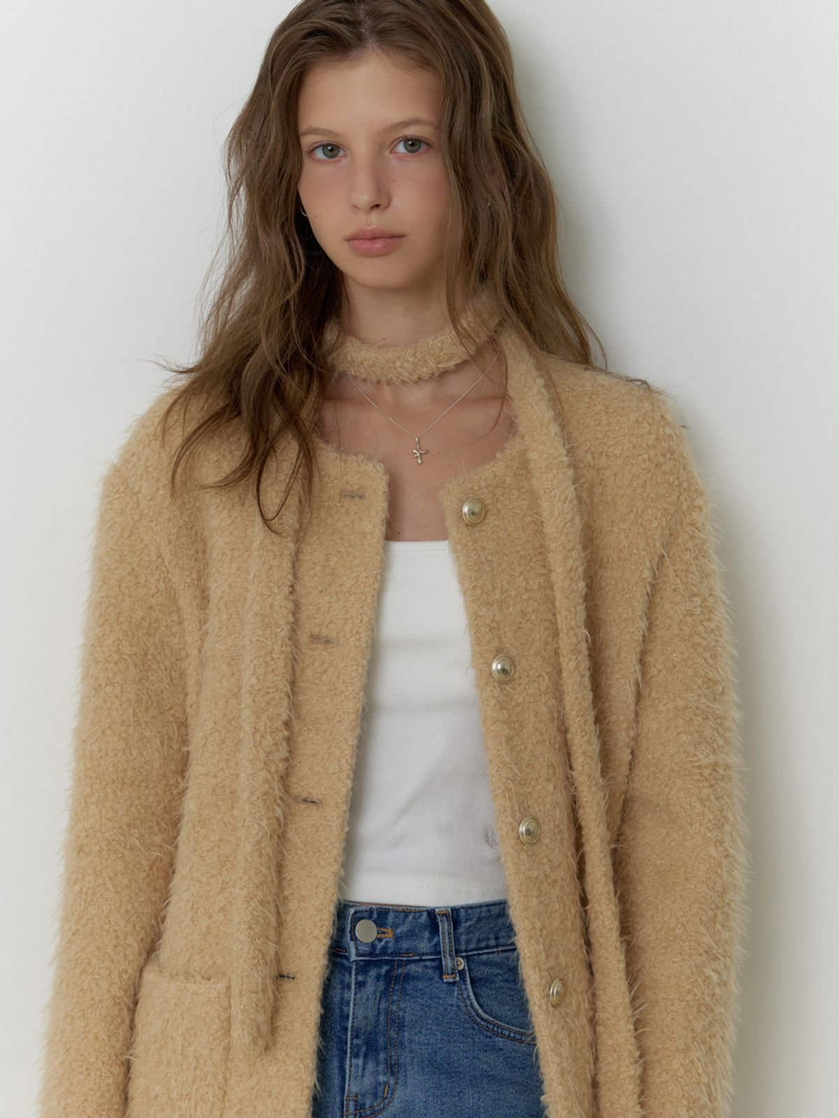 리엘(RE L) Noon tweed wool jacket (beige)