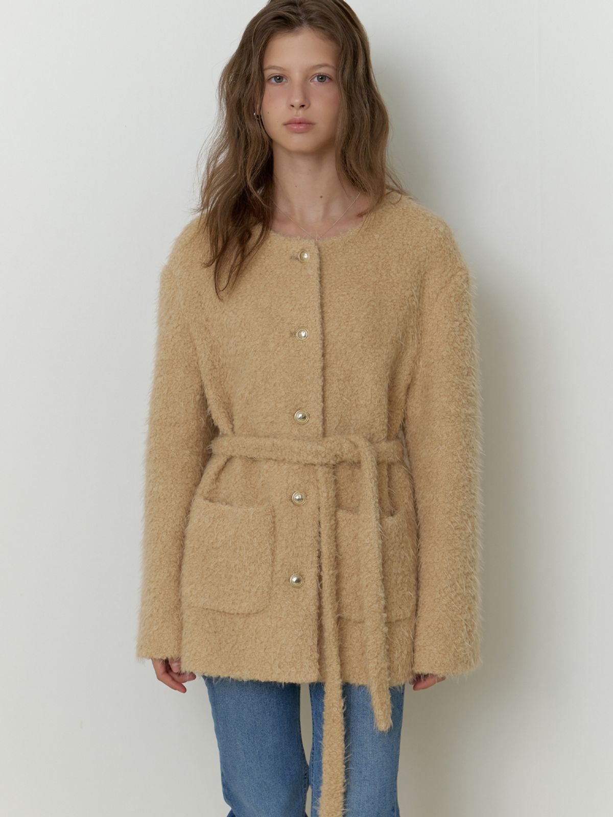 리엘(RE L) Noon tweed wool jacket (beige)