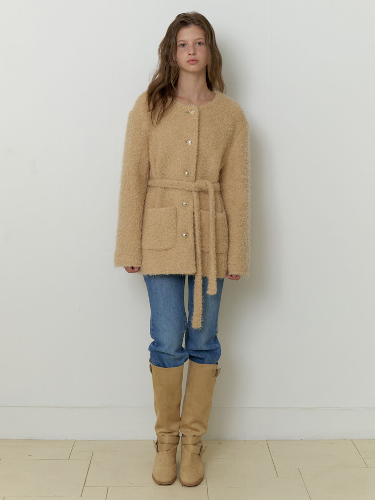 리엘(RE L) Noon tweed wool jacket (beige)