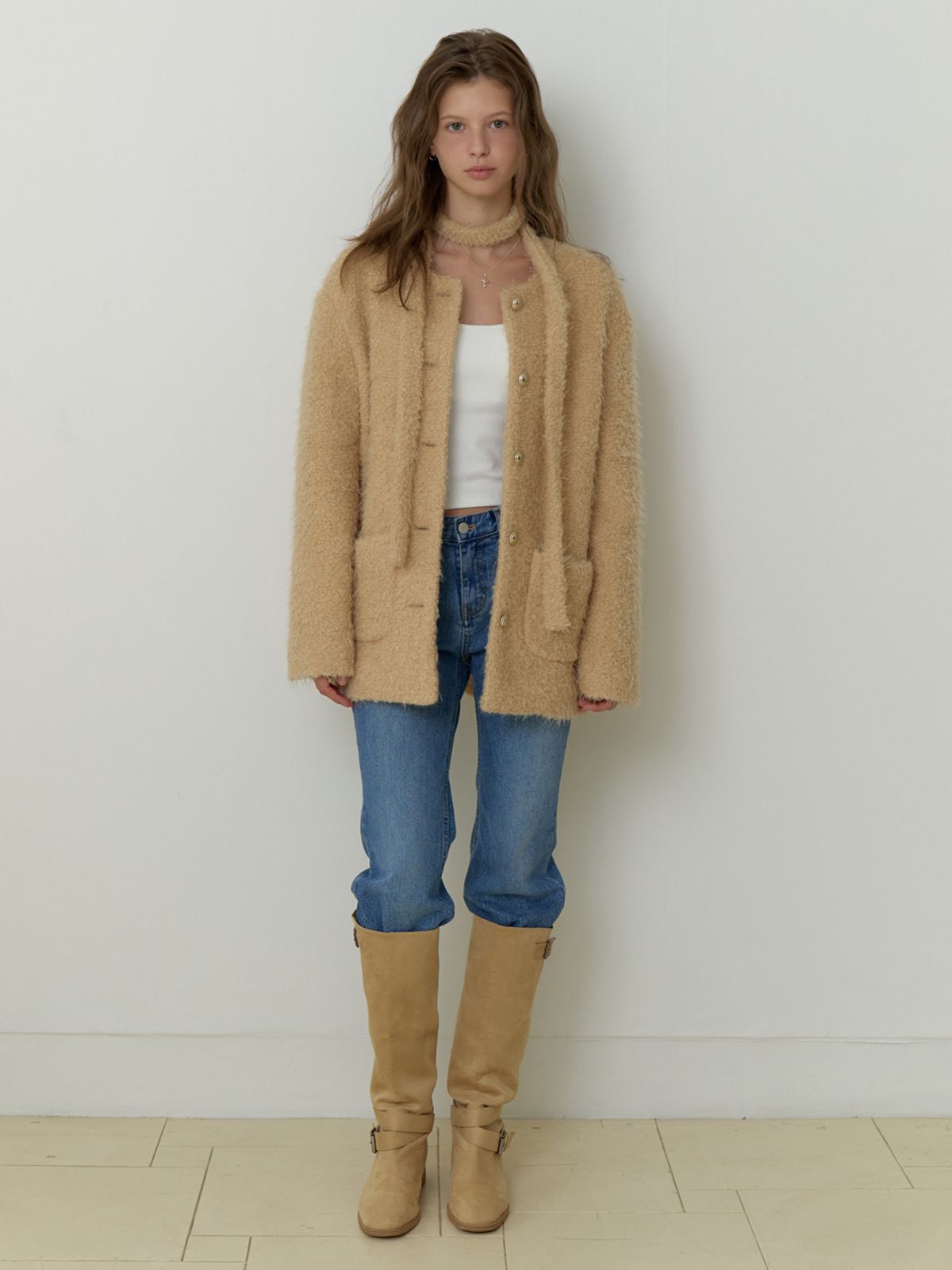 리엘(RE L) Noon tweed wool jacket (beige)