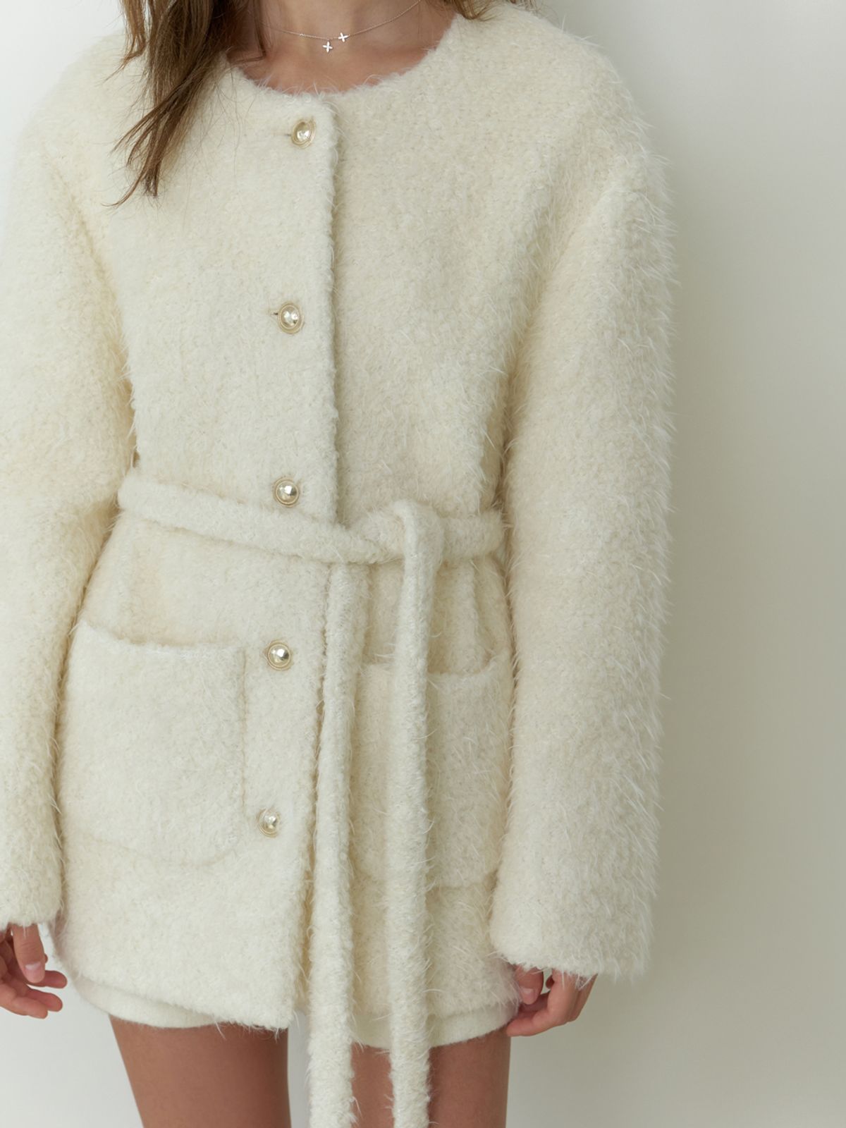 리엘(RE L) Noon tweed wool jacket (ivory)