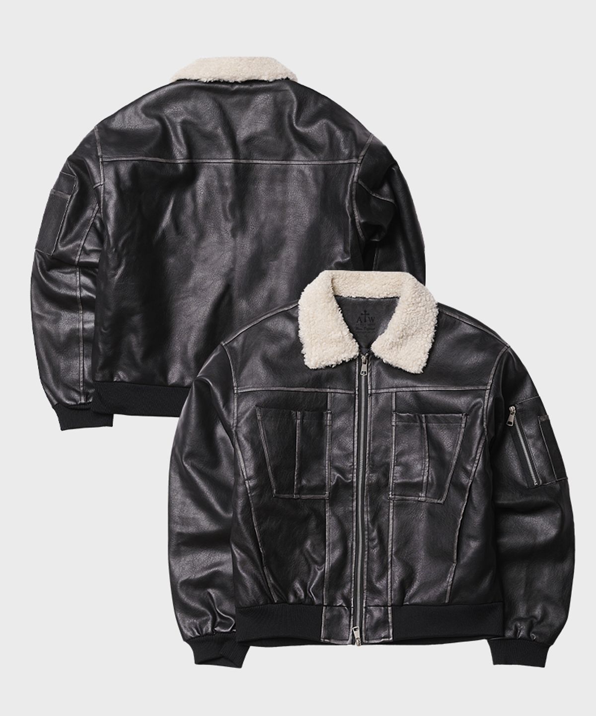 아티스트웨어(ARTISTWEAR) [2COLORS] 빈티지 워싱 레더 무스탕 자켓
