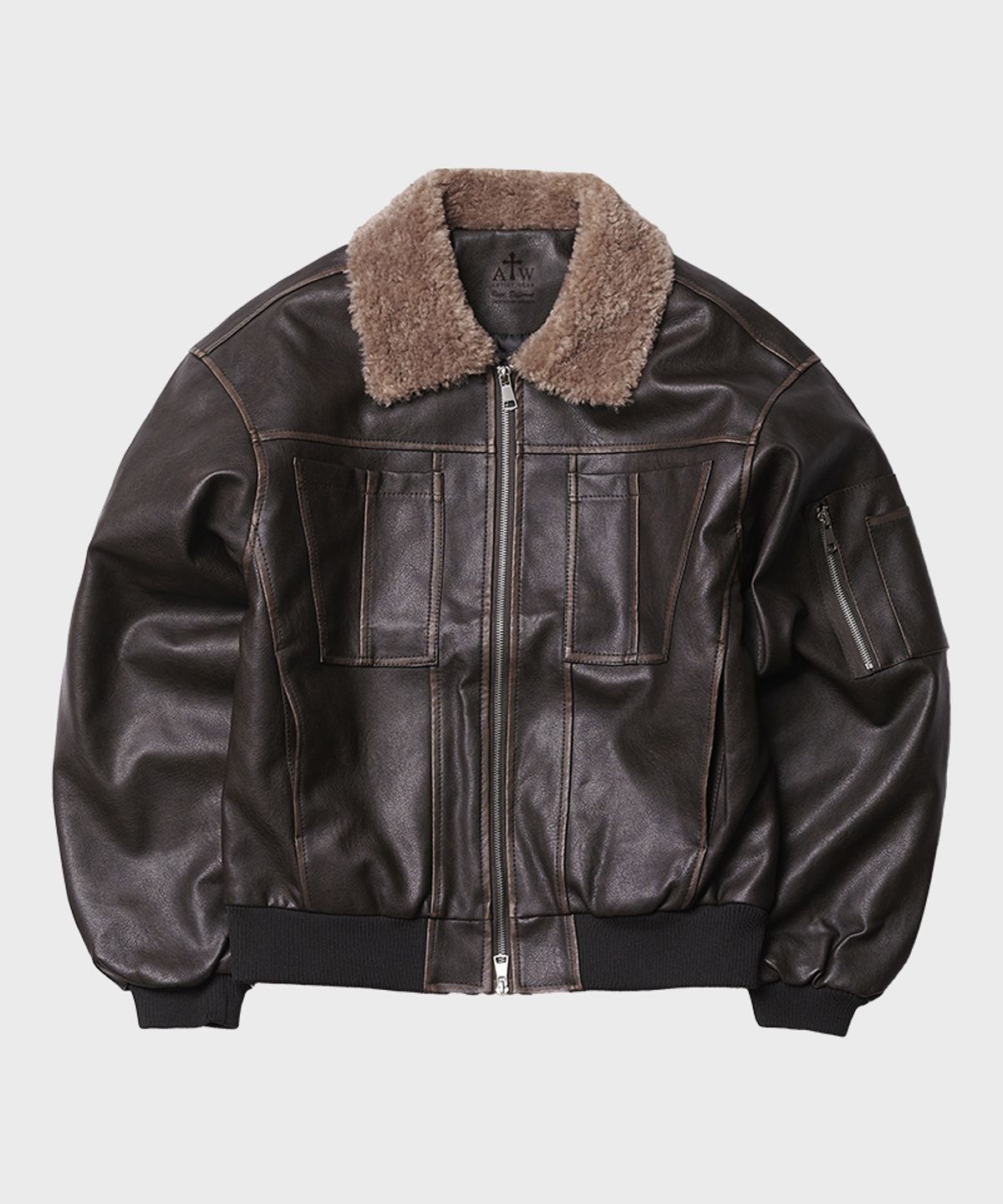 아티스트웨어(ARTISTWEAR) [2COLORS] 빈티지 워싱 레더 무스탕 자켓