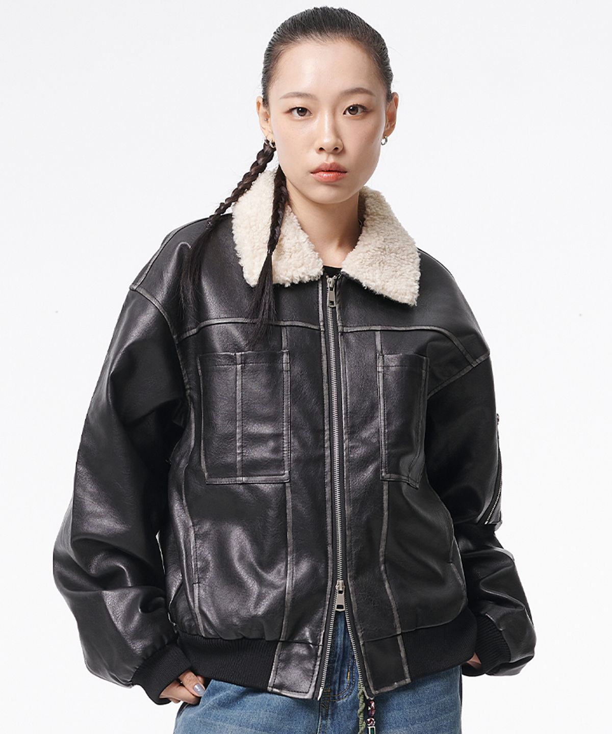 아티스트웨어(ARTISTWEAR) [2COLORS] 빈티지 워싱 레더 무스탕 자켓
