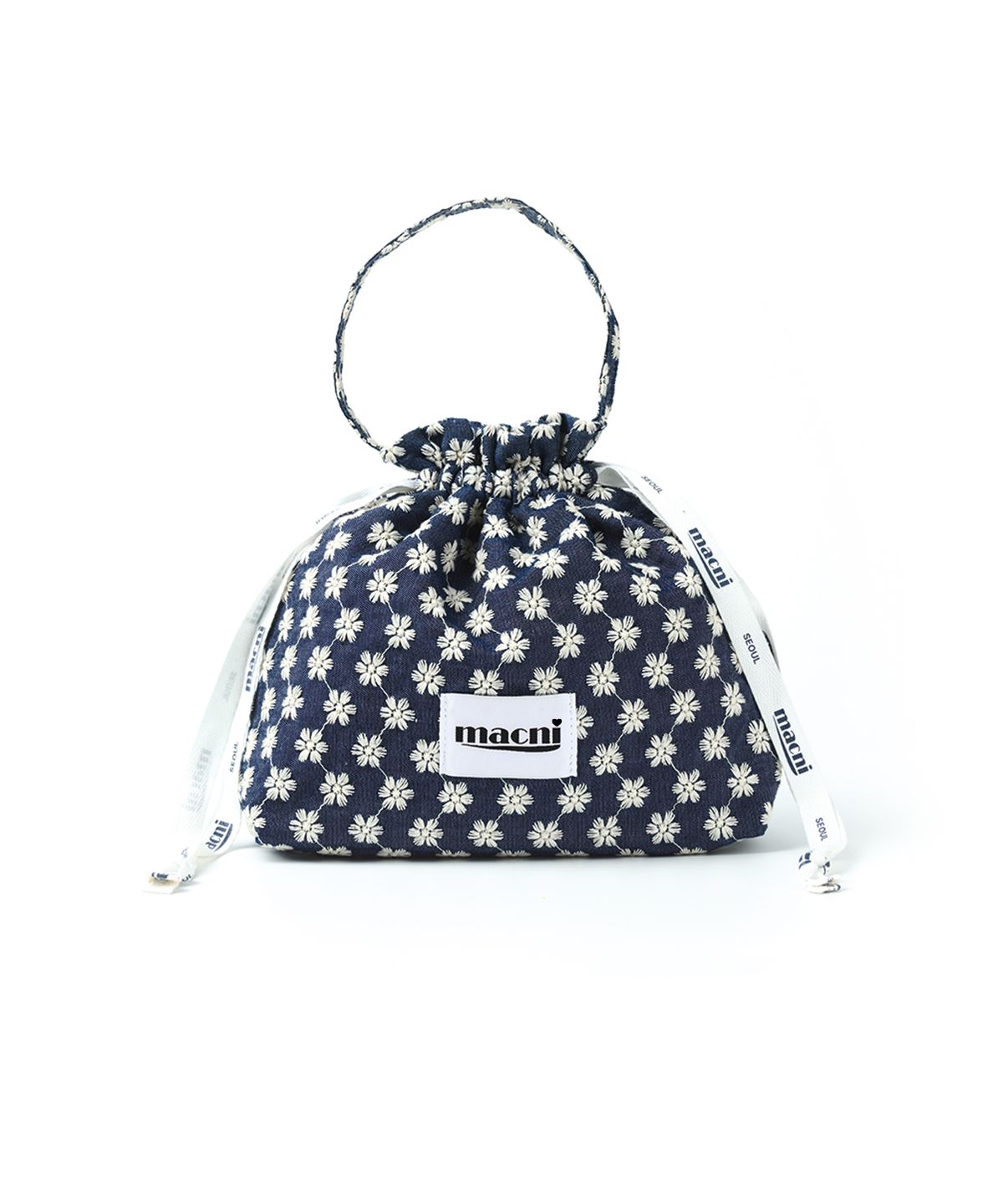 마크니(MACNI) FLOWER GARDEN STRING POUCH BAG BLUE