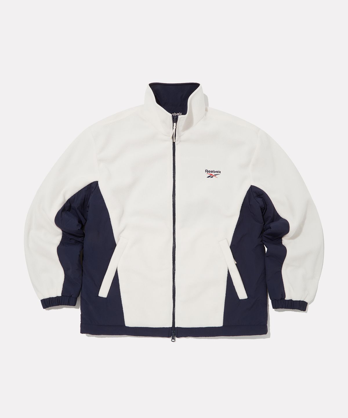 리복(REEBOK) 플리스 리버서블 자켓 - 크림:네이비