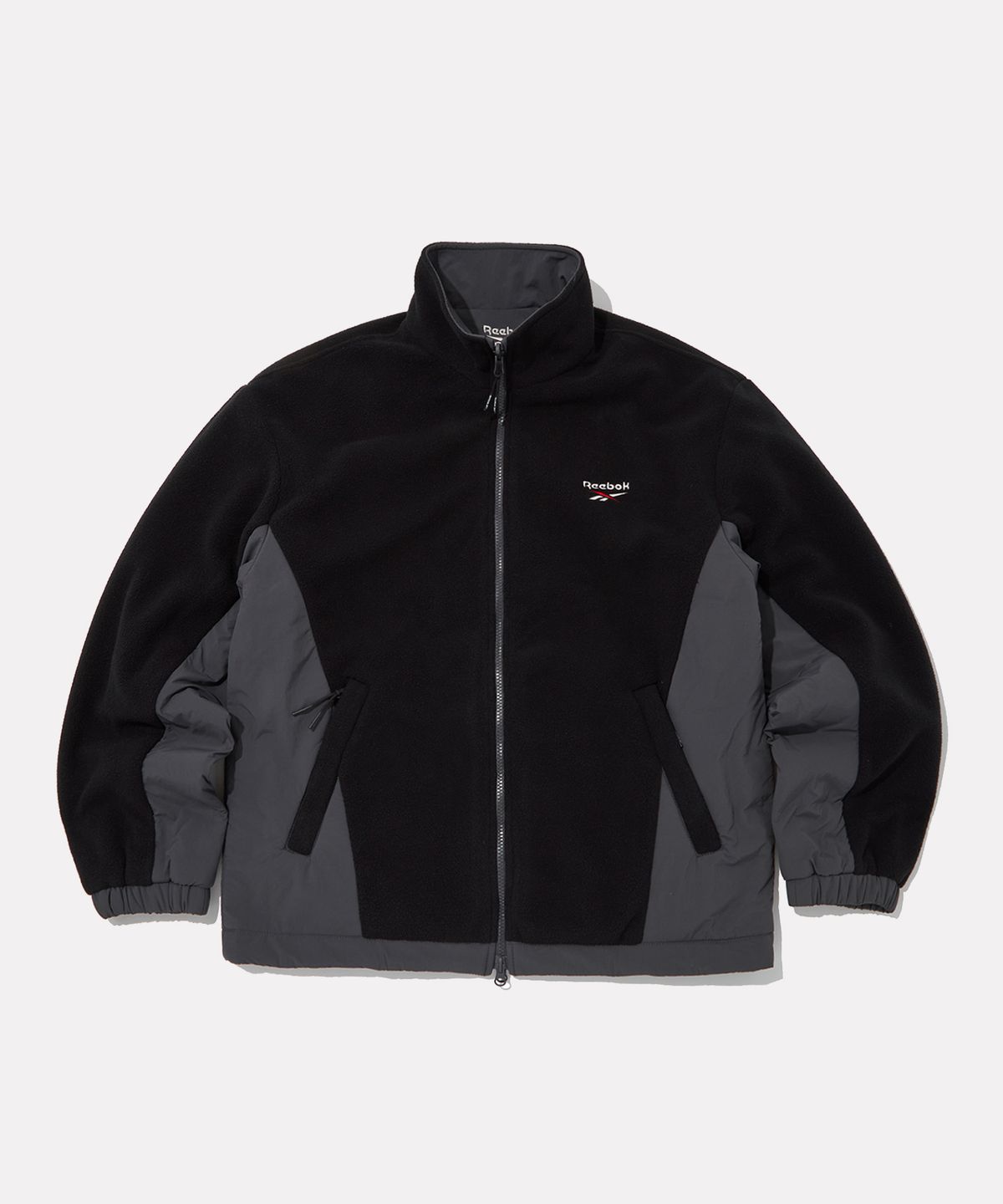 리복(REEBOK) 플리스 리버서블 자켓 - 블랙:차콜