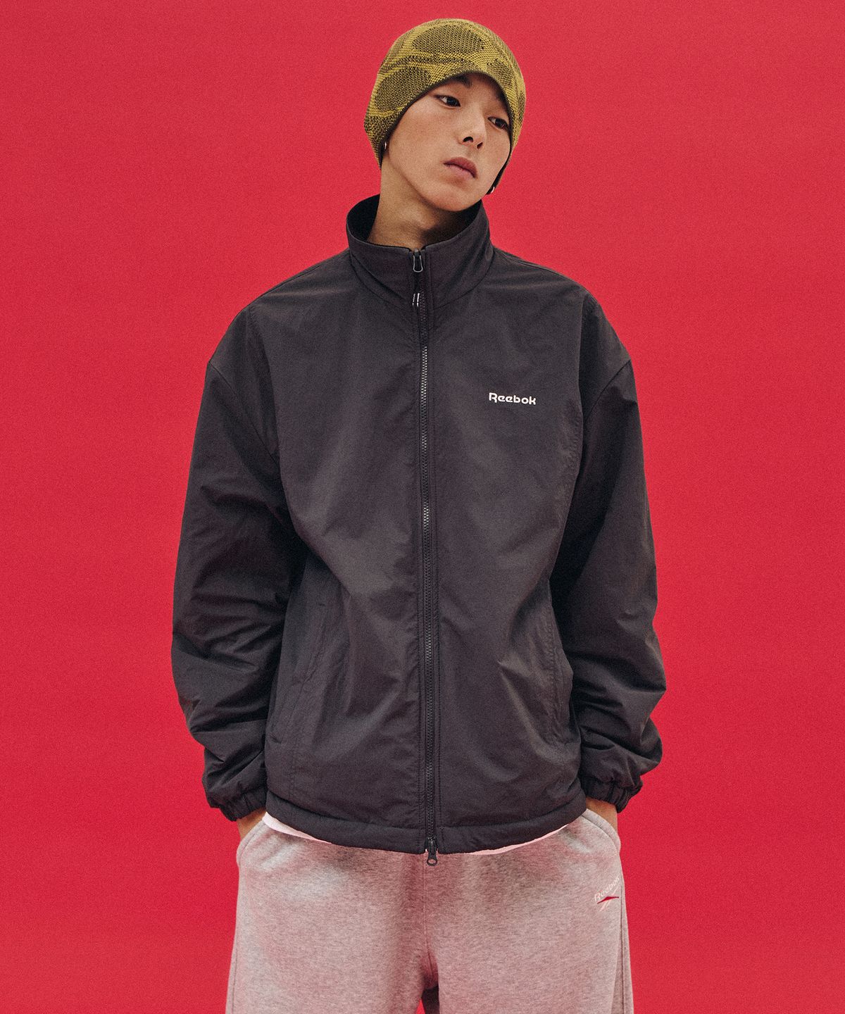리복(REEBOK) 플리스 리버서블 자켓 - 블랙:차콜