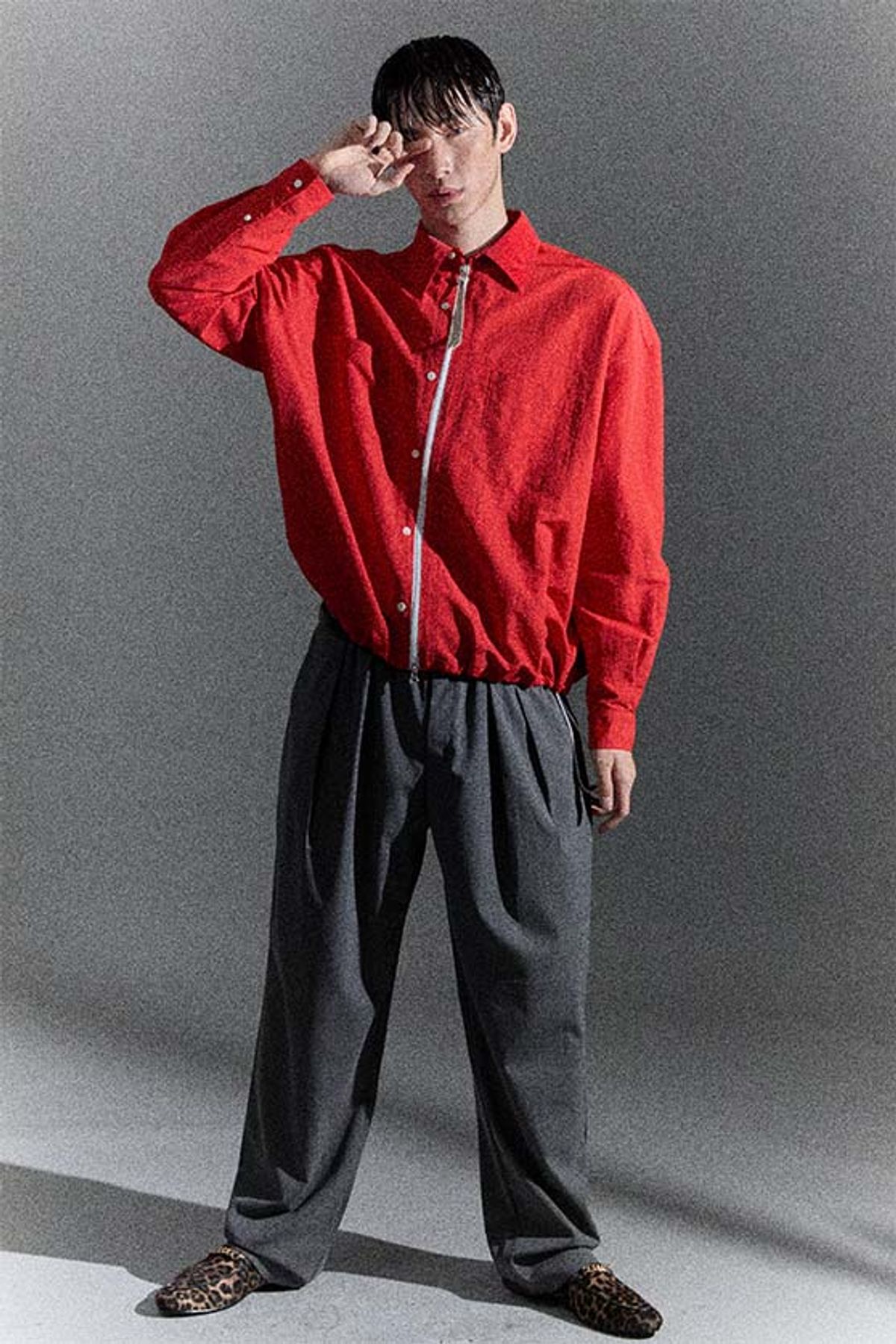 오디너리피플(ORDINARY PEOPLE) Re : Contrast Velvet-Collar Shirt [RED]