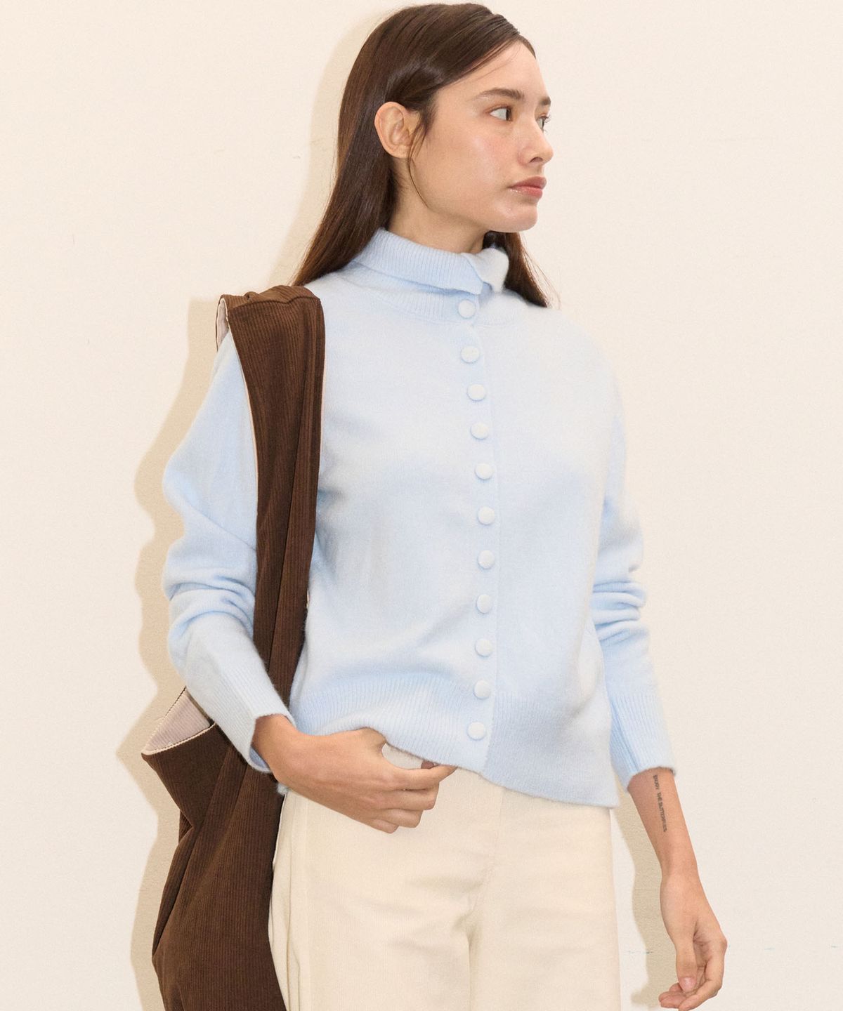 플로브(FLOVE) HIGH NECK KNIT CARDIGAN_S/BL