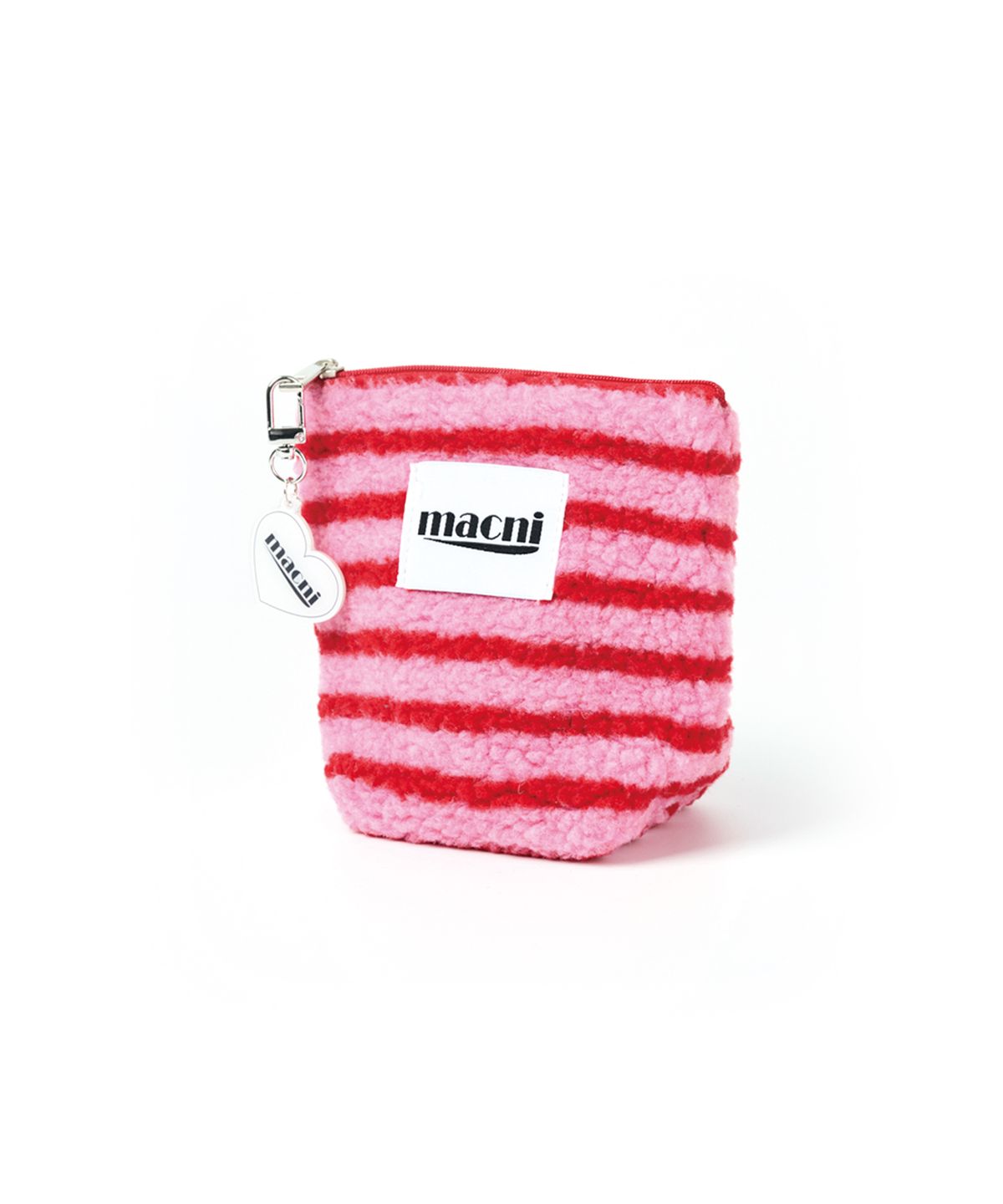 마크니(MACNI) POODLE STRIPE STANDY POUCH PINK