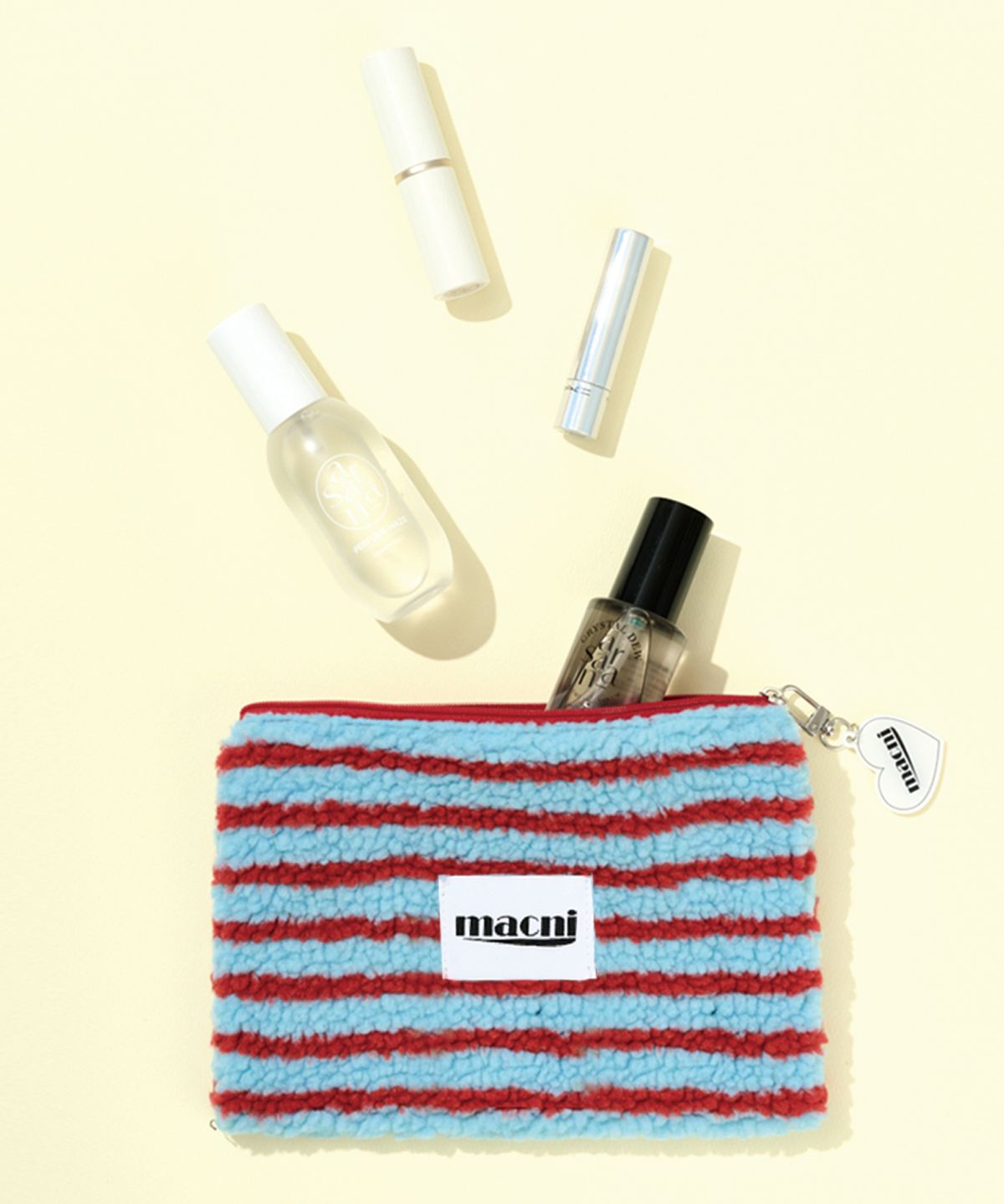 마크니(MACNI) POODLE STRIPE SLIM POUCH SKY BLUE
