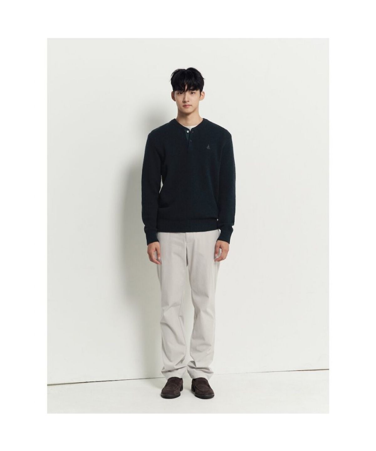빈폴 멘(BEANPOLE MEN) 버튼넥 풀오버 니트  그린