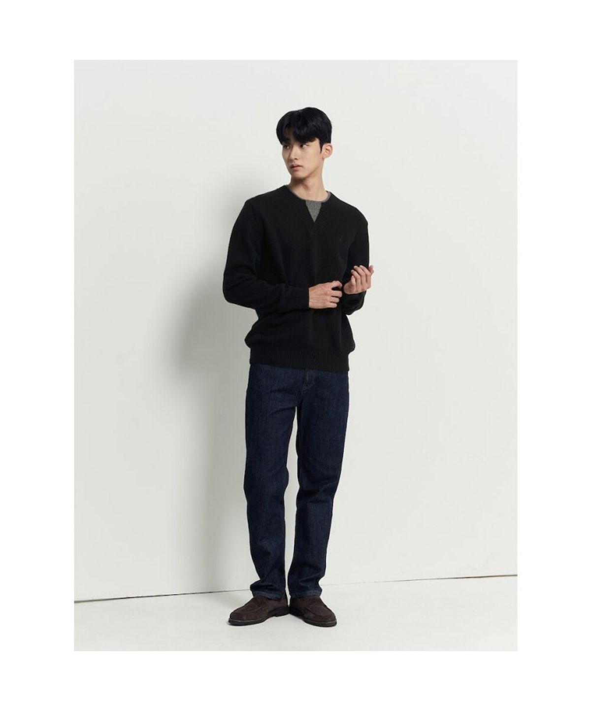 빈폴 멘(BEANPOLE MEN) 레이어드넥 니트  블랙