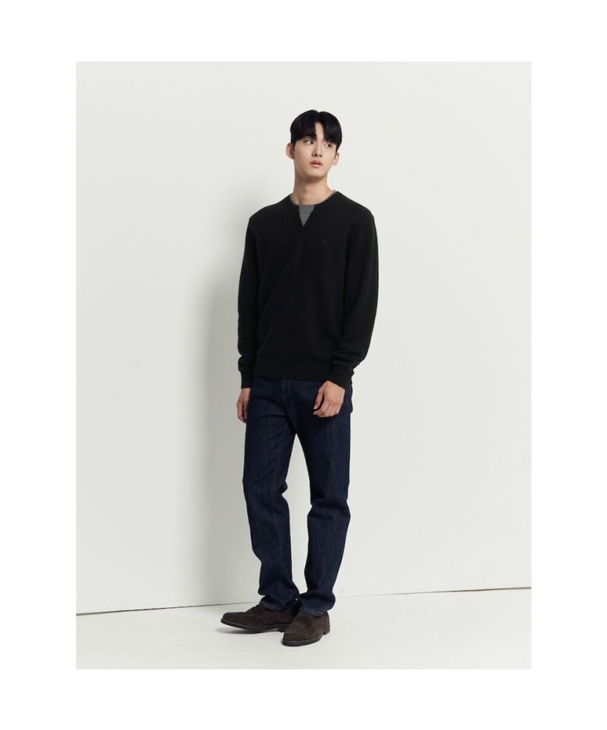 빈폴 멘(BEANPOLE MEN) 레이어드넥 니트  블랙
