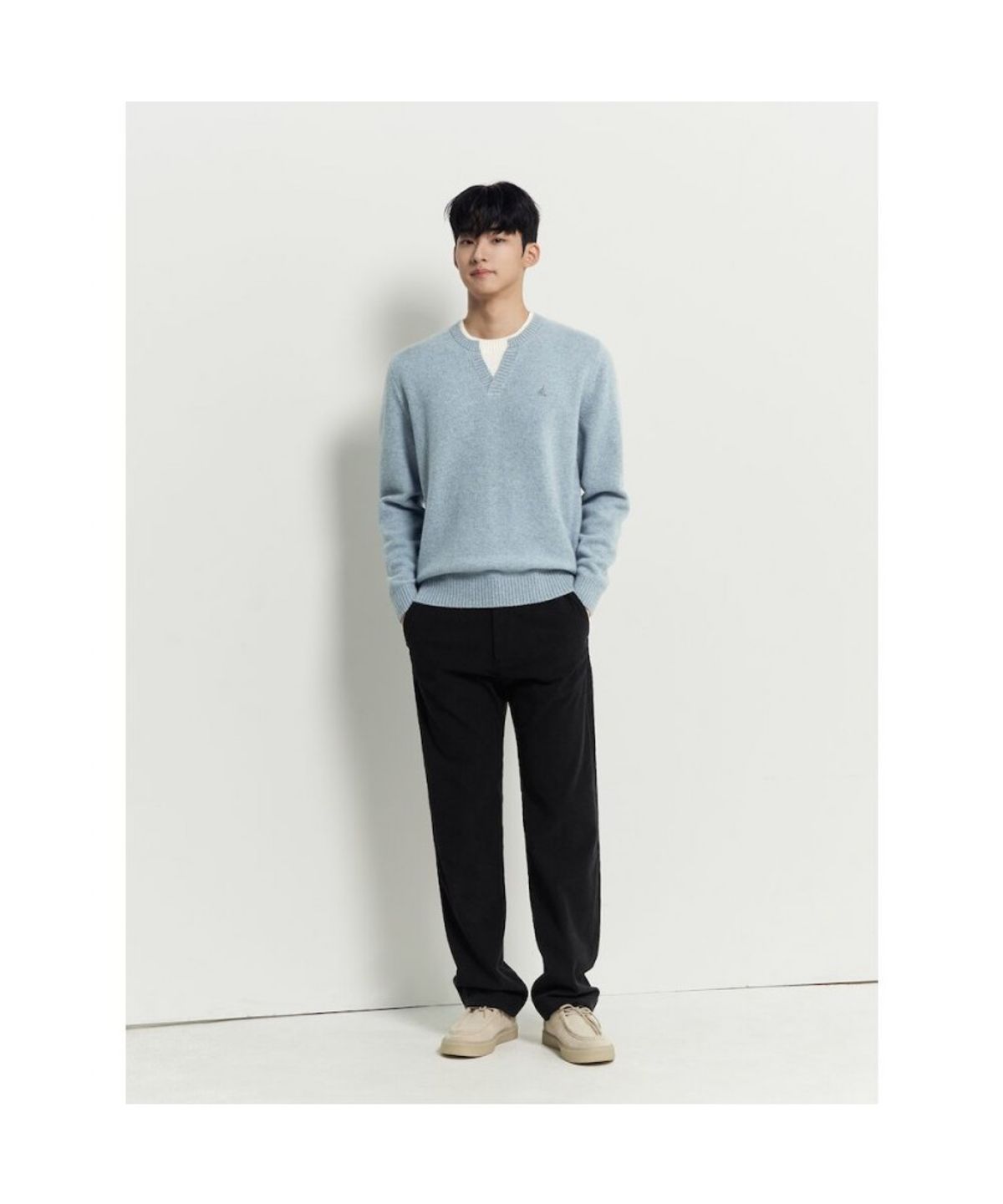 빈폴 멘(BEANPOLE MEN) 레이어드넥 니트  라이트 그린