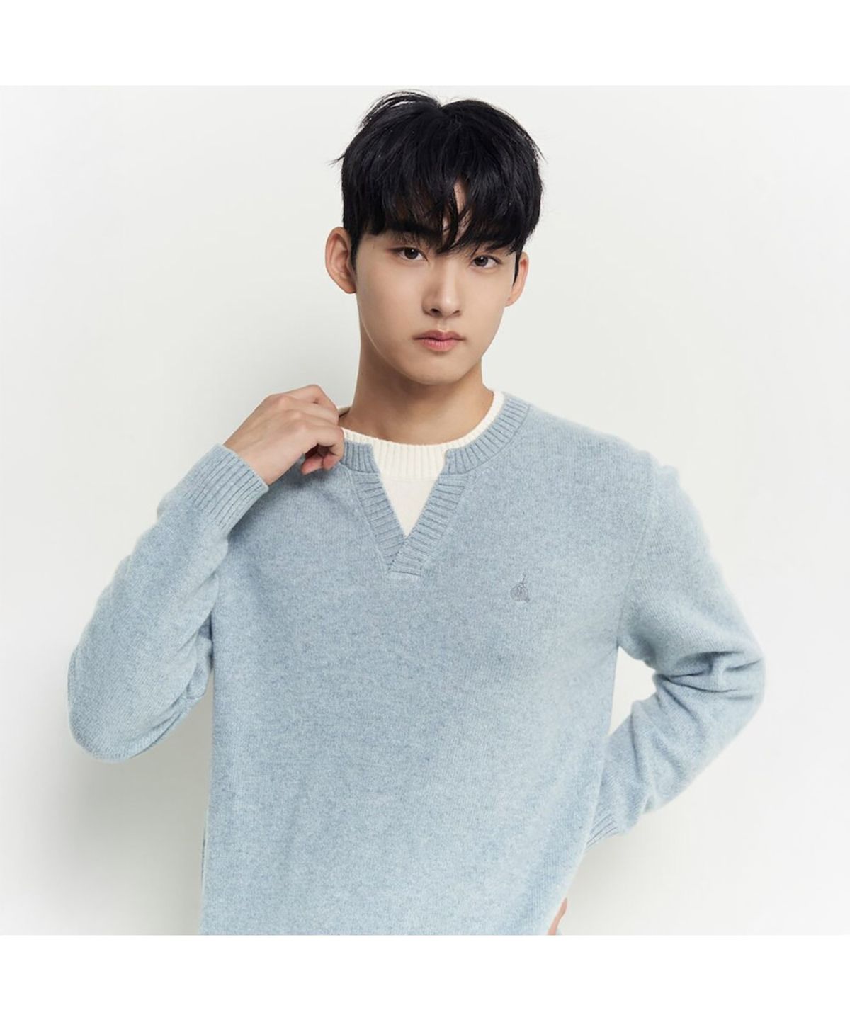 빈폴 멘(BEANPOLE MEN) 레이어드넥 니트  라이트 그린