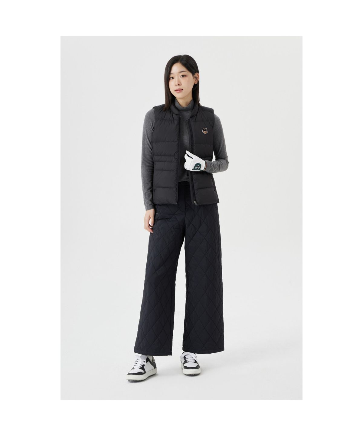 골든베어(GOLDEN BEAR) (W) Quilted Wide Pants G5PAW25861BKX