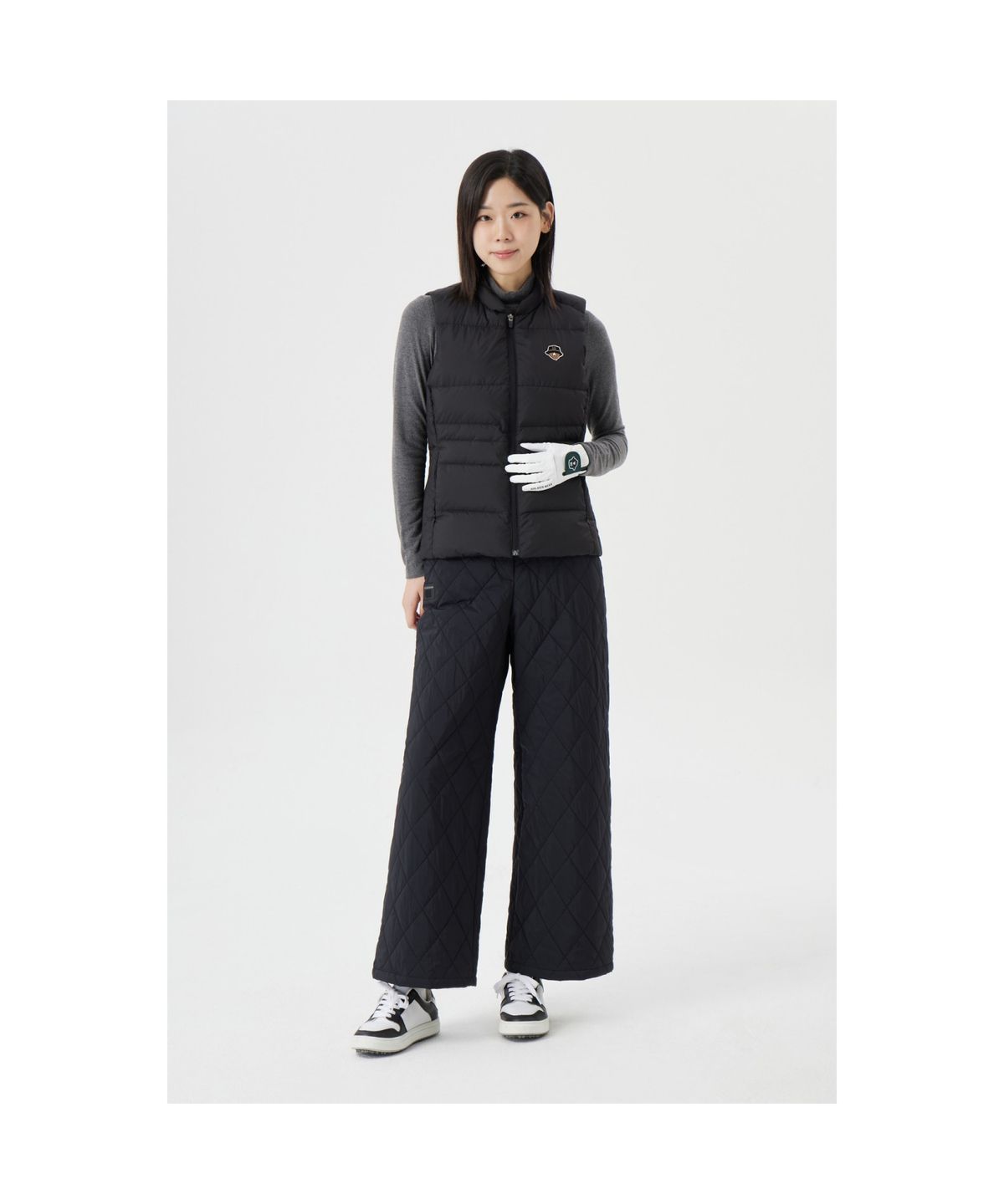 골든베어(GOLDEN BEAR) (W) Quilted Wide Pants G5PAW25861BKX