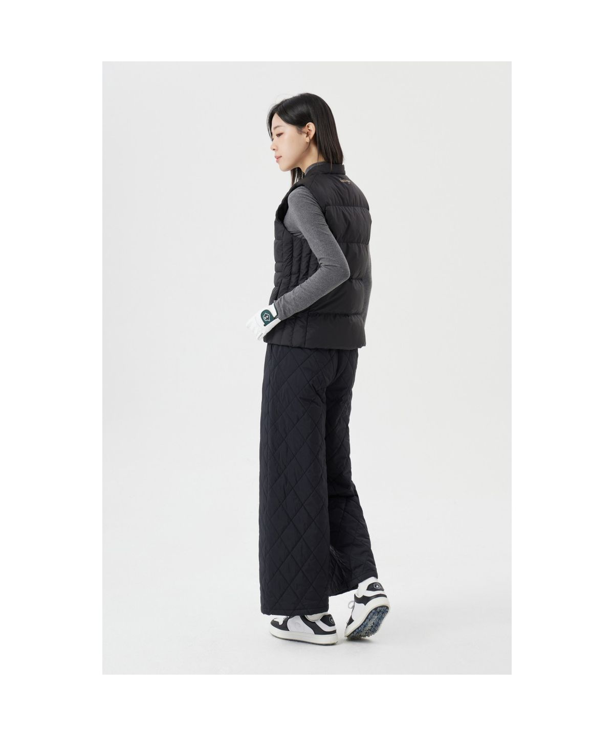 골든베어(GOLDEN BEAR) (W) Quilted Wide Pants G5PAW25861BKX