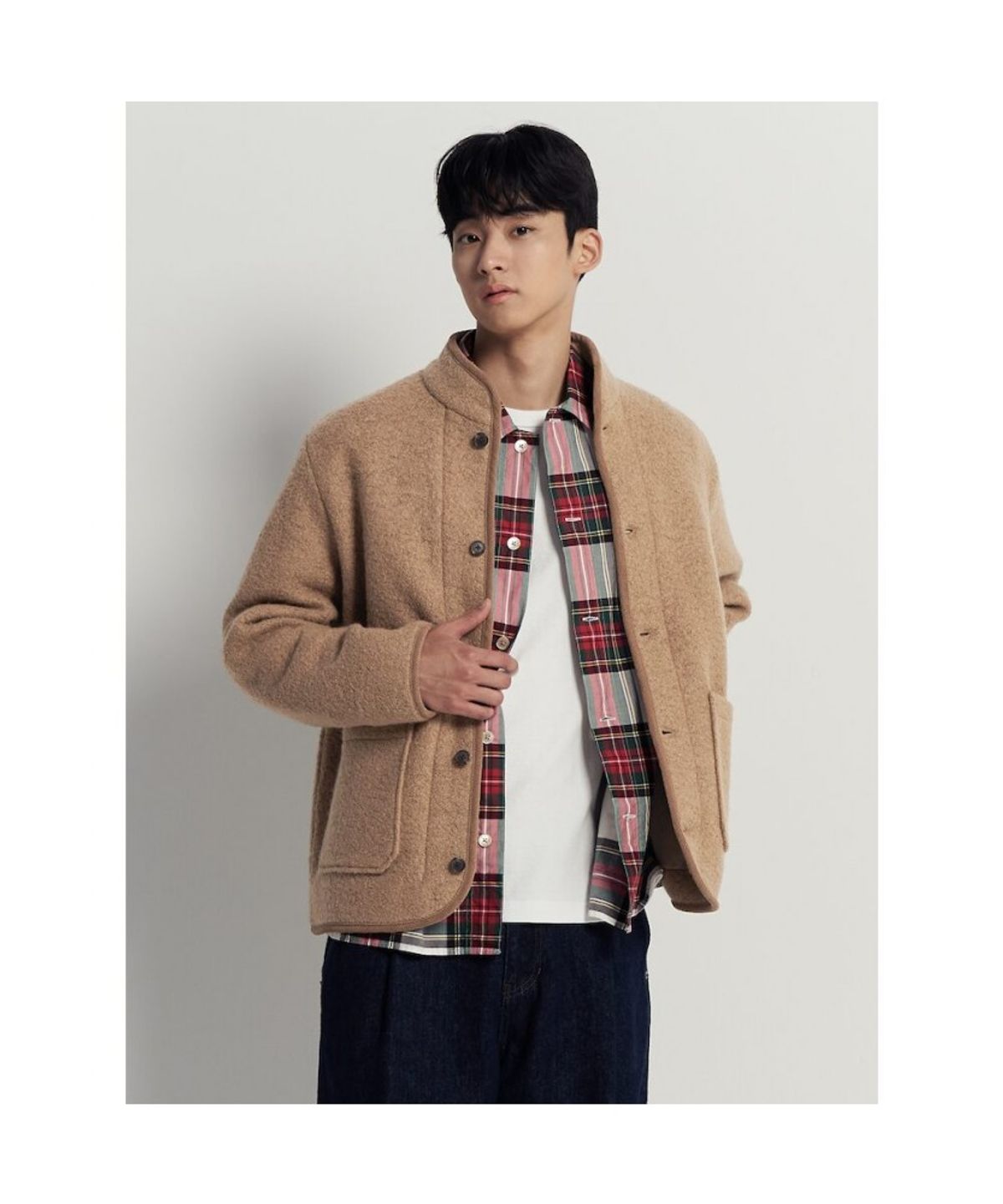 빈폴 멘(BEANPOLE MEN) 플리스 버튼업 카디건  베이지