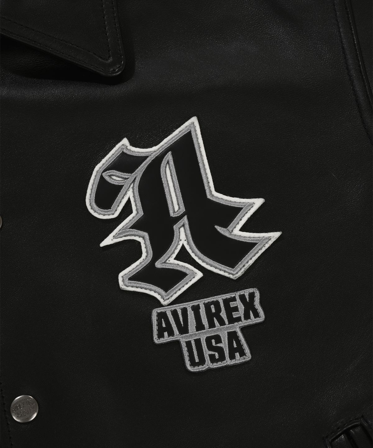 아비렉스(AVIREX) 그래픽 바시티 레더 자켓 / 7835250011 블랙