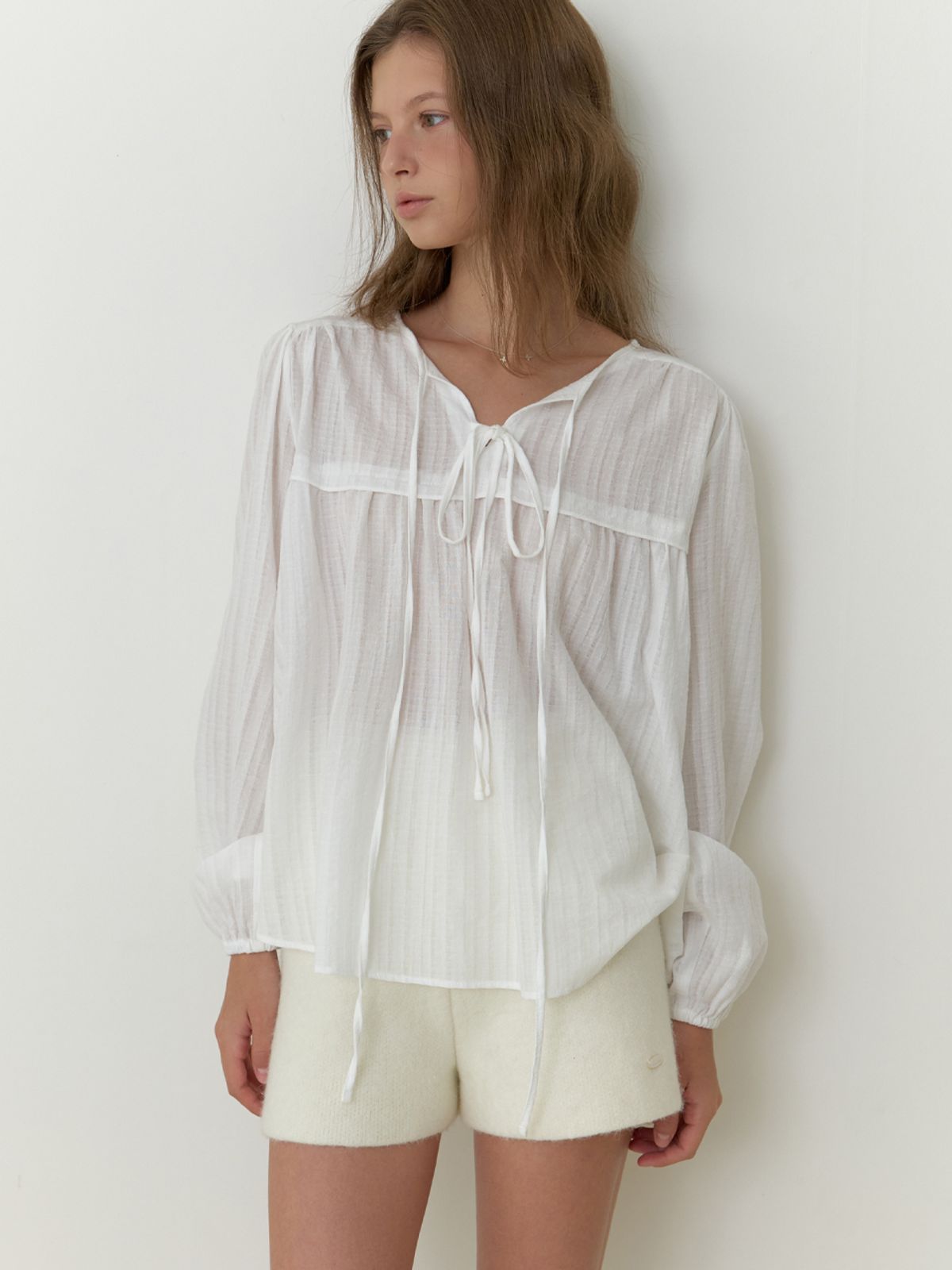 리엘(RE L) Florence ribbon blouse (ivory)