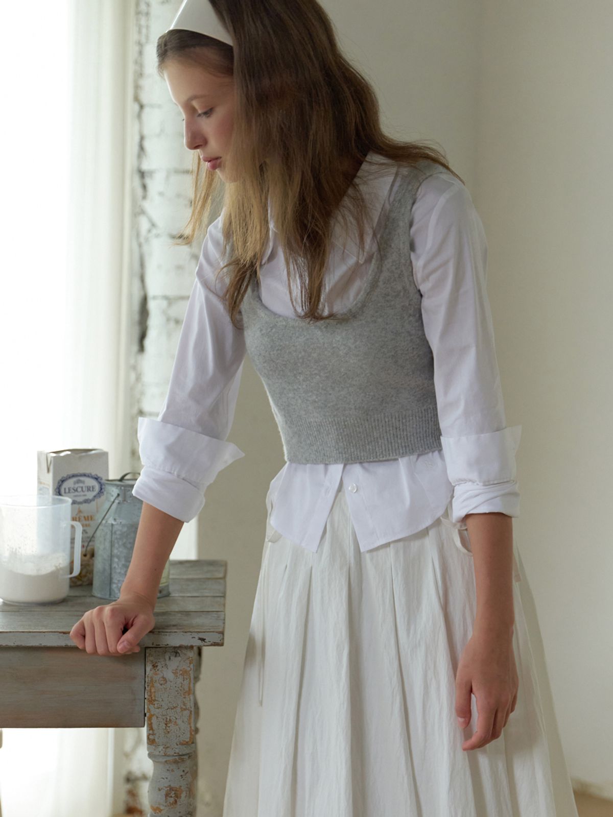 리엘(RE L) Peche knit vest (gray)