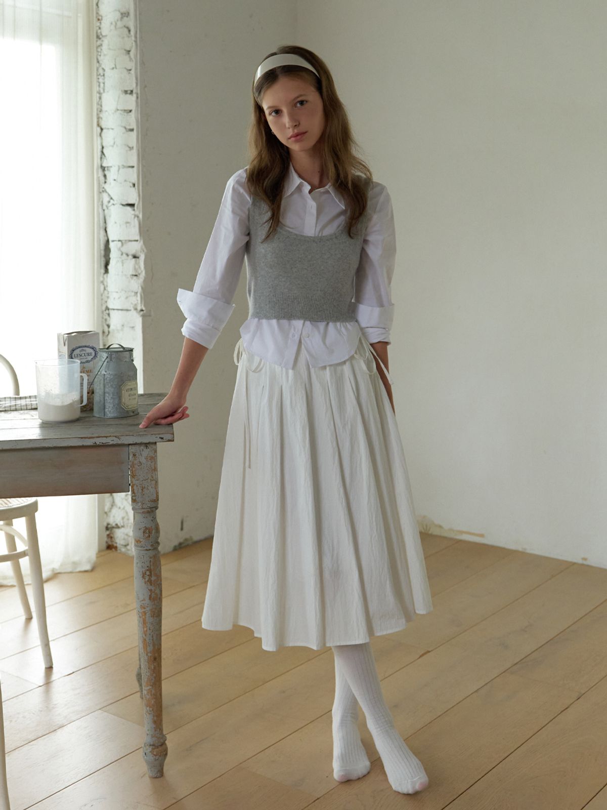 리엘(RE L) Peche knit vest (gray)