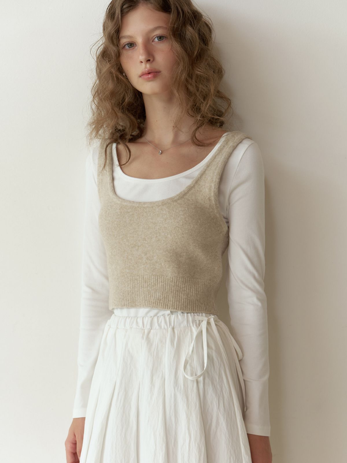 리엘(RE L) Peche knit vest (beige)